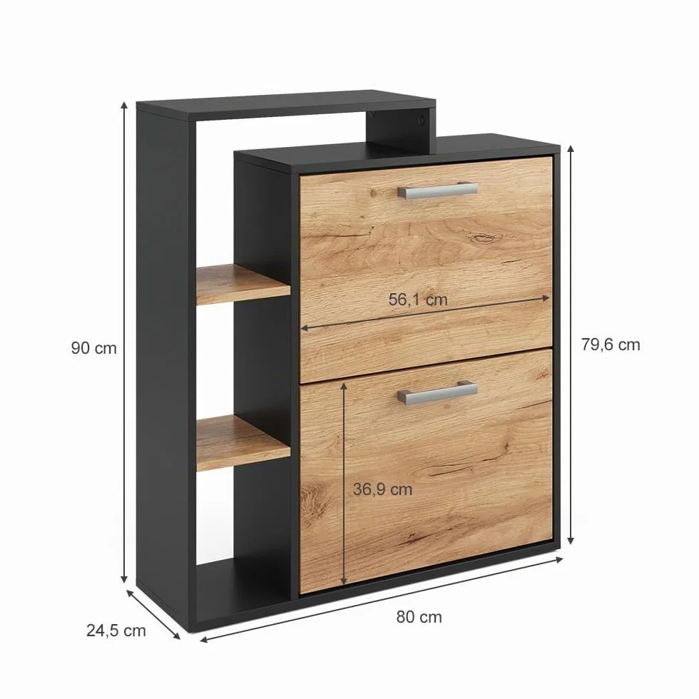Vicco Scarpiera da ingresso Orlando, Quercia dorata, 24.5 x 90 cm 2 scomparti