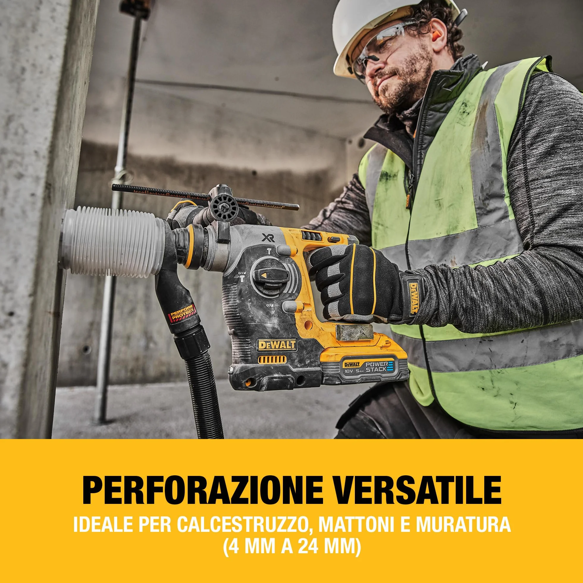 DEWALT 18V XR Trapano a Percussione Brushless SDS-Plus 24mm, Unità Singola, DCH273NT-XJ