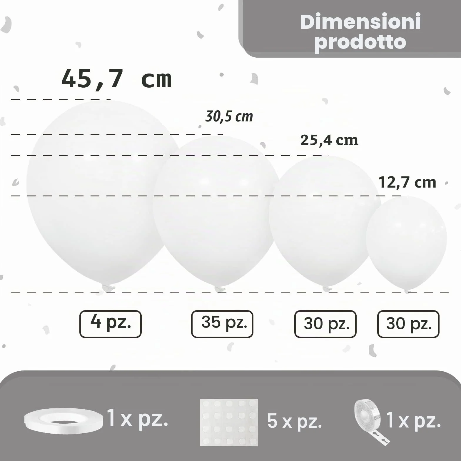 Palloncini Bianchi, 106 pezzi Kit Ghirlanda Arco di Palloncini Bianchi 5 10 12 18 pollici con Elio e Nastro per Ragazze Donne Deco Festa di Compleanno Baby Shower Decorazioni Doccia Nuziale