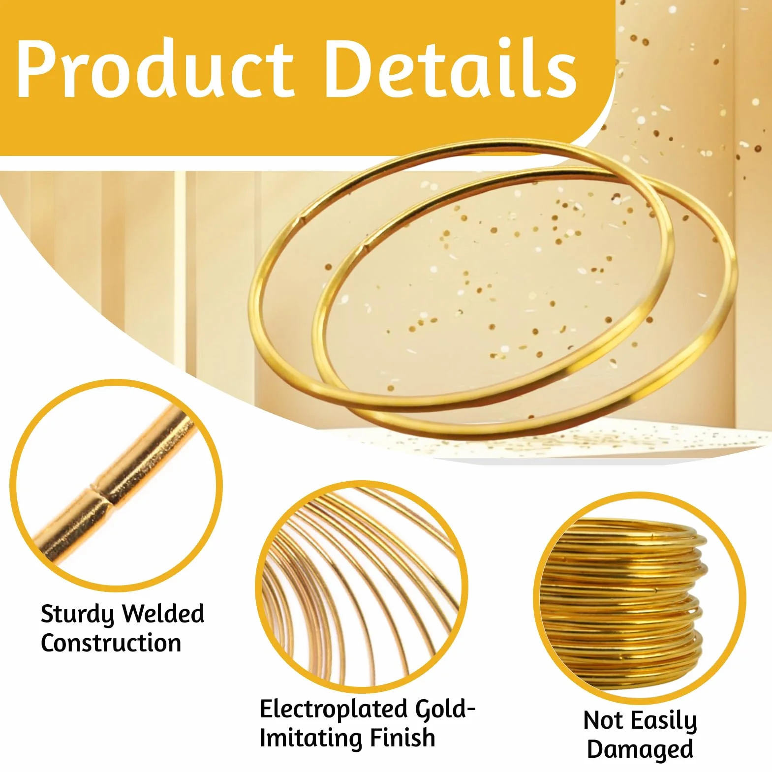 Flewdart 60pcs anelli in metallo 7,5 cm, cerchi metallo oro per artigianato floreale, macramè, acchiappasogni