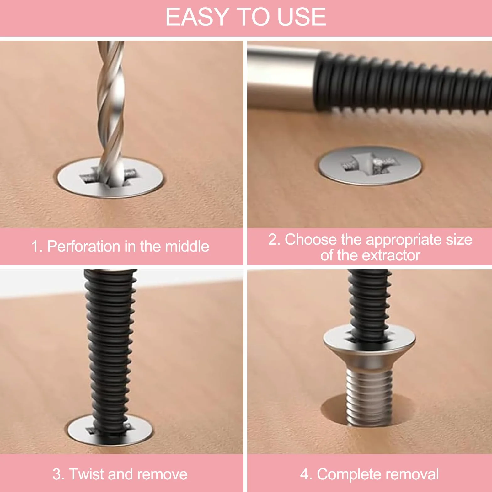 Lixiluxia 6 Pezzi Estrattore Viti Danneggiate, Estrattori Per Viti Spanate, Screw Extractor, Estrattori Sinistro, per Rimuovere Tubi danneggiati, er Prigioniere, Bulloni, Bloccate, Spanate, 4-25 mm