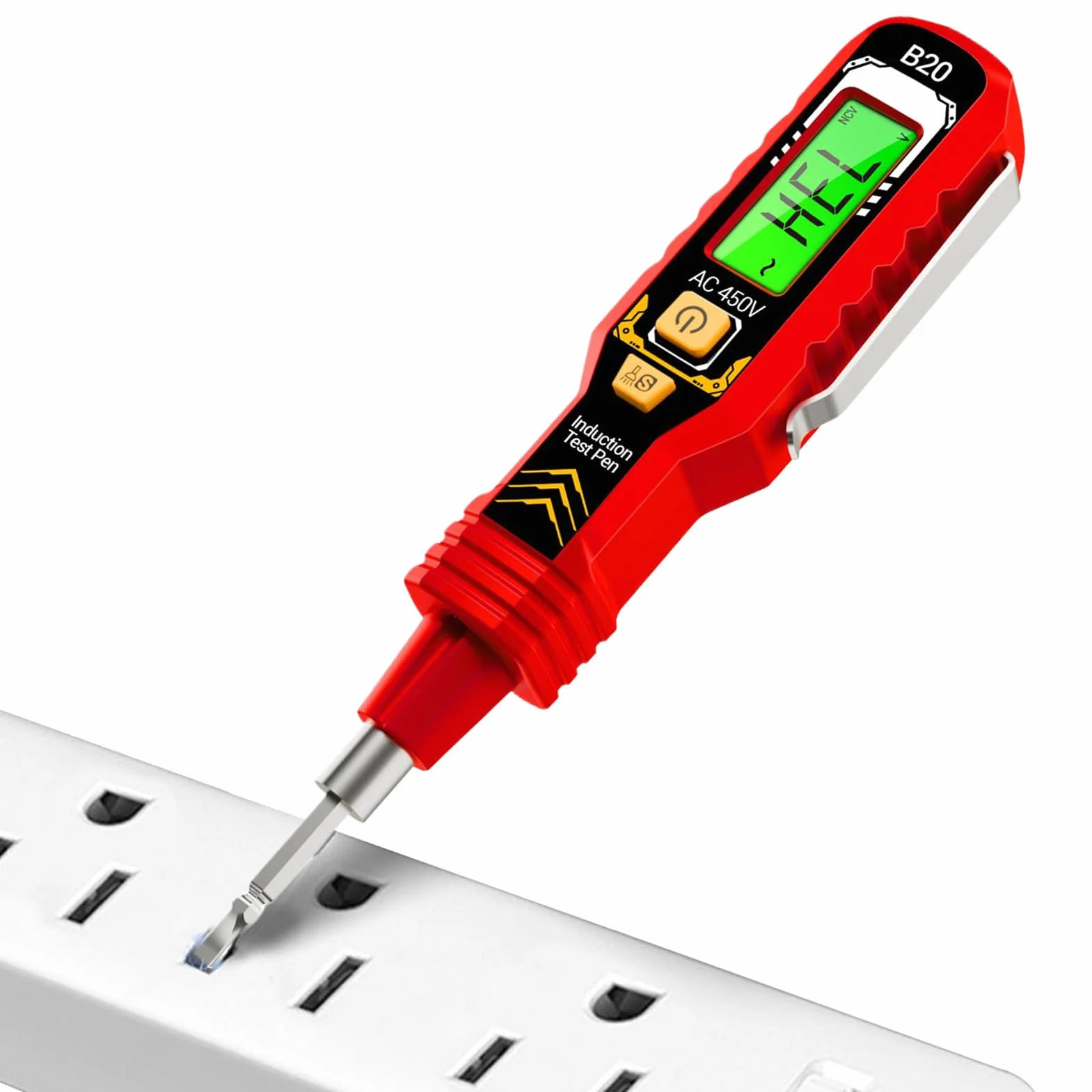 Cercafase Senza Contatto | 6.34 Pollici Penna Rilevatore Di Tensione | 48g Mini Tester Elettricista Ricaricabile | Con Auto-Ranging Per Letture Precise, LED Integrato Per Riparazioni E Cantieri