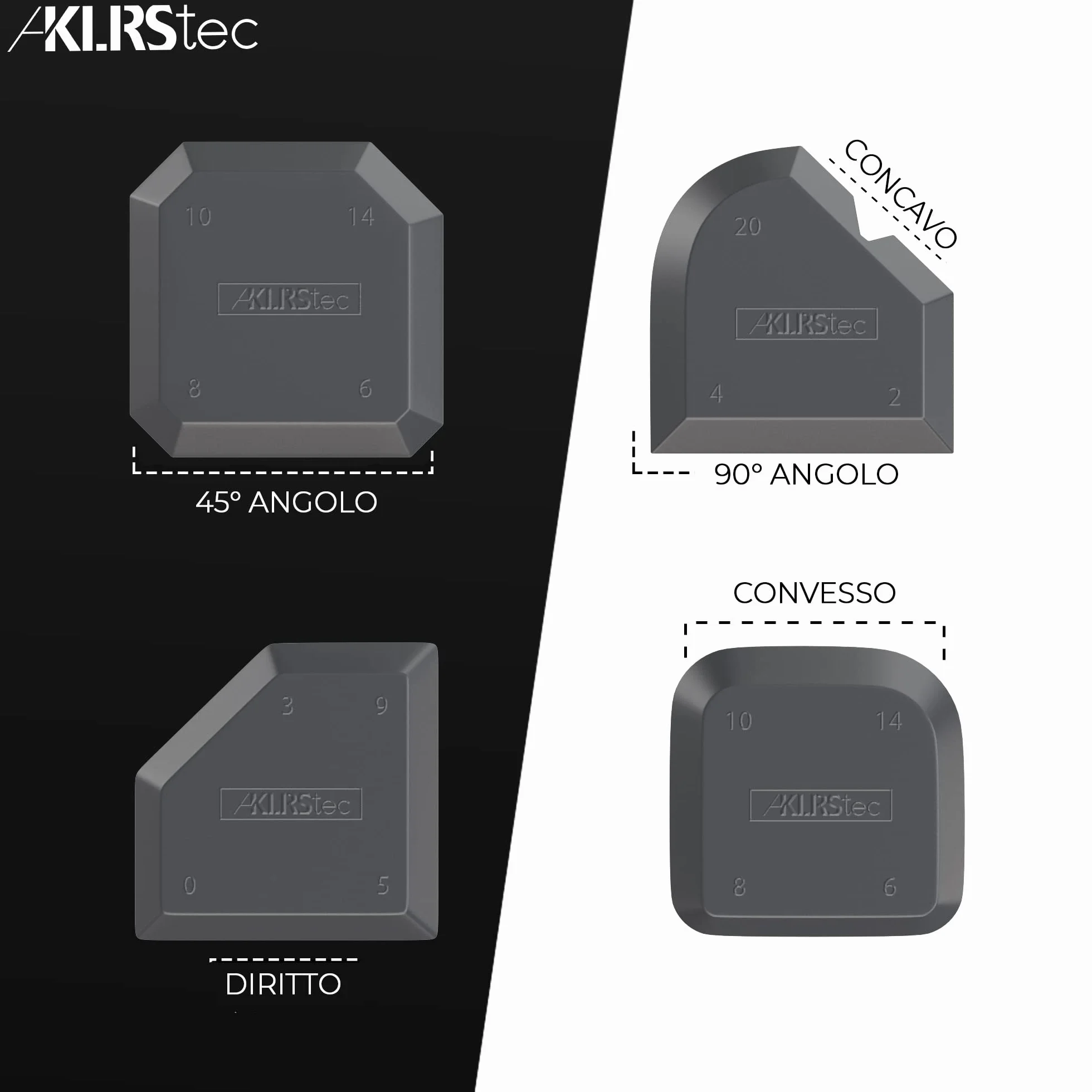 KLRStec Premium spatola per silicone - Set completo di rimozione e rinnovo del silicone, 4 cazzuole per fughe con 15 forme e dimensioni diverse - Set di utensili per fughe