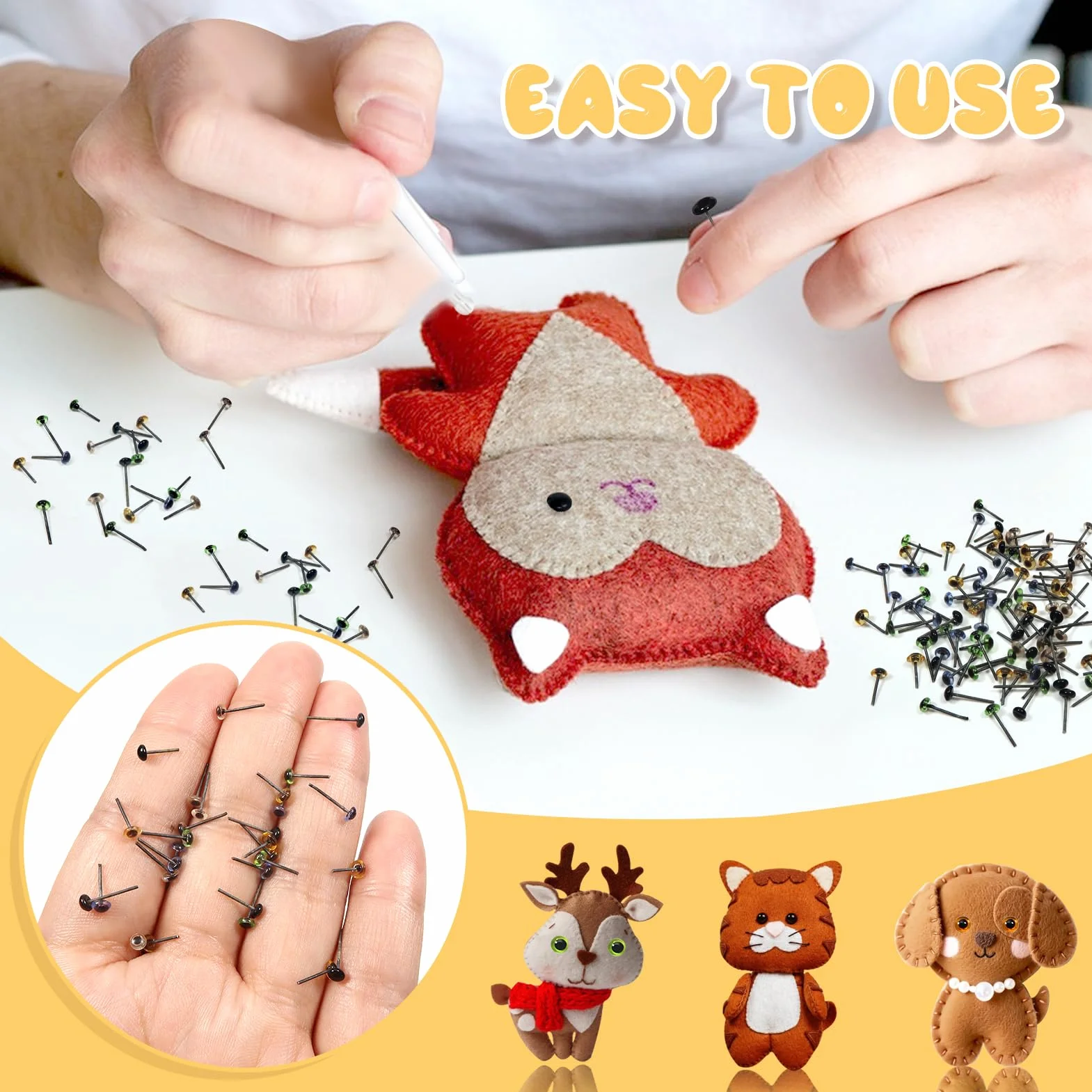 TOAOB 100 Pezzi Occhi Colorati di Sicurezza per Amigurumis 3 mm Occhi di Vetro per Animali all'Uncinetto Fai da Te Artigianato Lavoretti