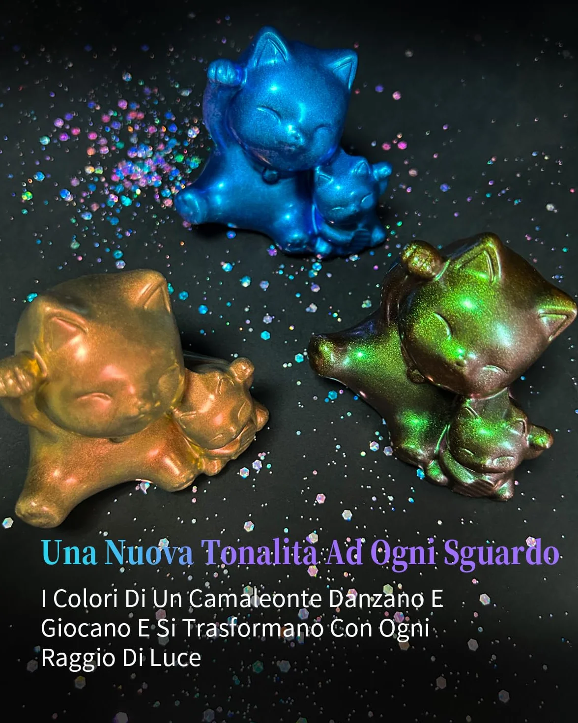 Polvere di Mica Camaleonte – 10 × 3 g Pigmenti Effetto Color Shift per Resina Epossidica, Polvere Cromata ad Alta Intensità per Tumbler, Pittura, Unghie e Progetti DIY