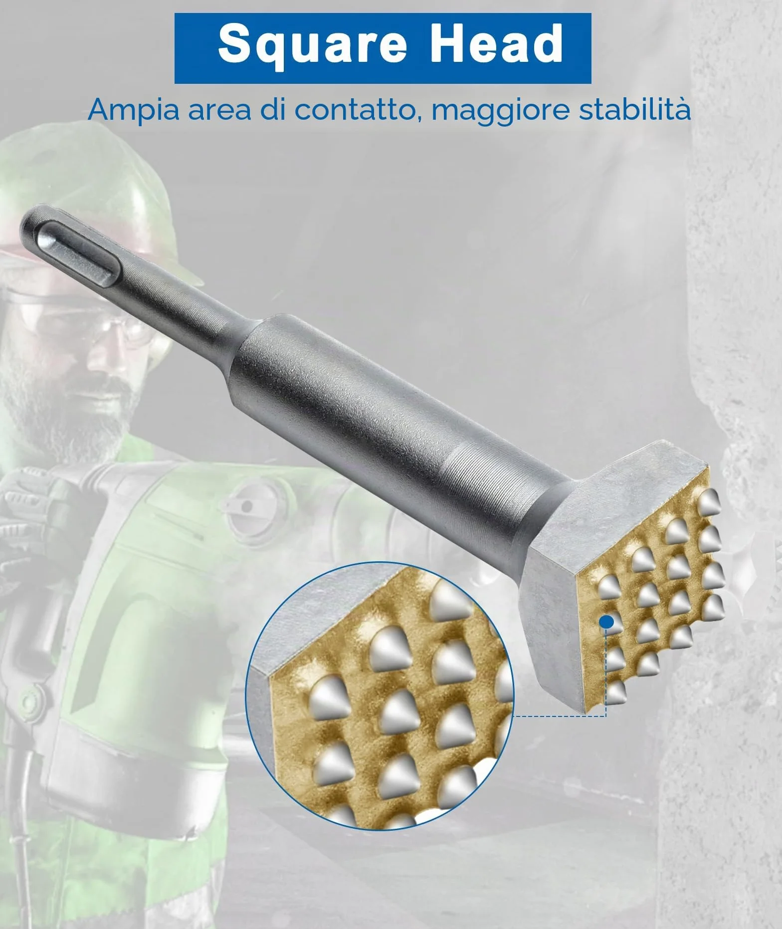 Sds Plus Bocciarda per Pietra Scalpello per Piastrelle Scalpello a Testa Quadrata Punta per Martello Elettrico a Testa Quadrata Da 40 Cr per Ponti In Pietra(SDS Plus 16T Round handle