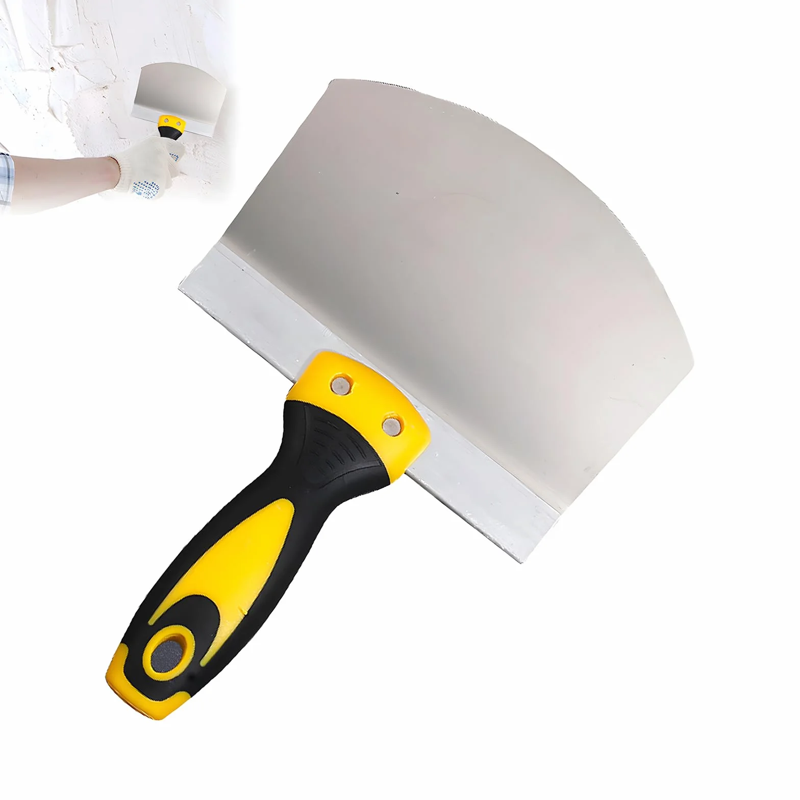 Spatola per Stucco, Spatola Stucco, Raschietti per Pareti Per Pavimenti e Pareti, Facile da Pulire la Carta da Parati e Riparare le Lacune, Acciaio Inox Spessore 0,9 mm, Resistente