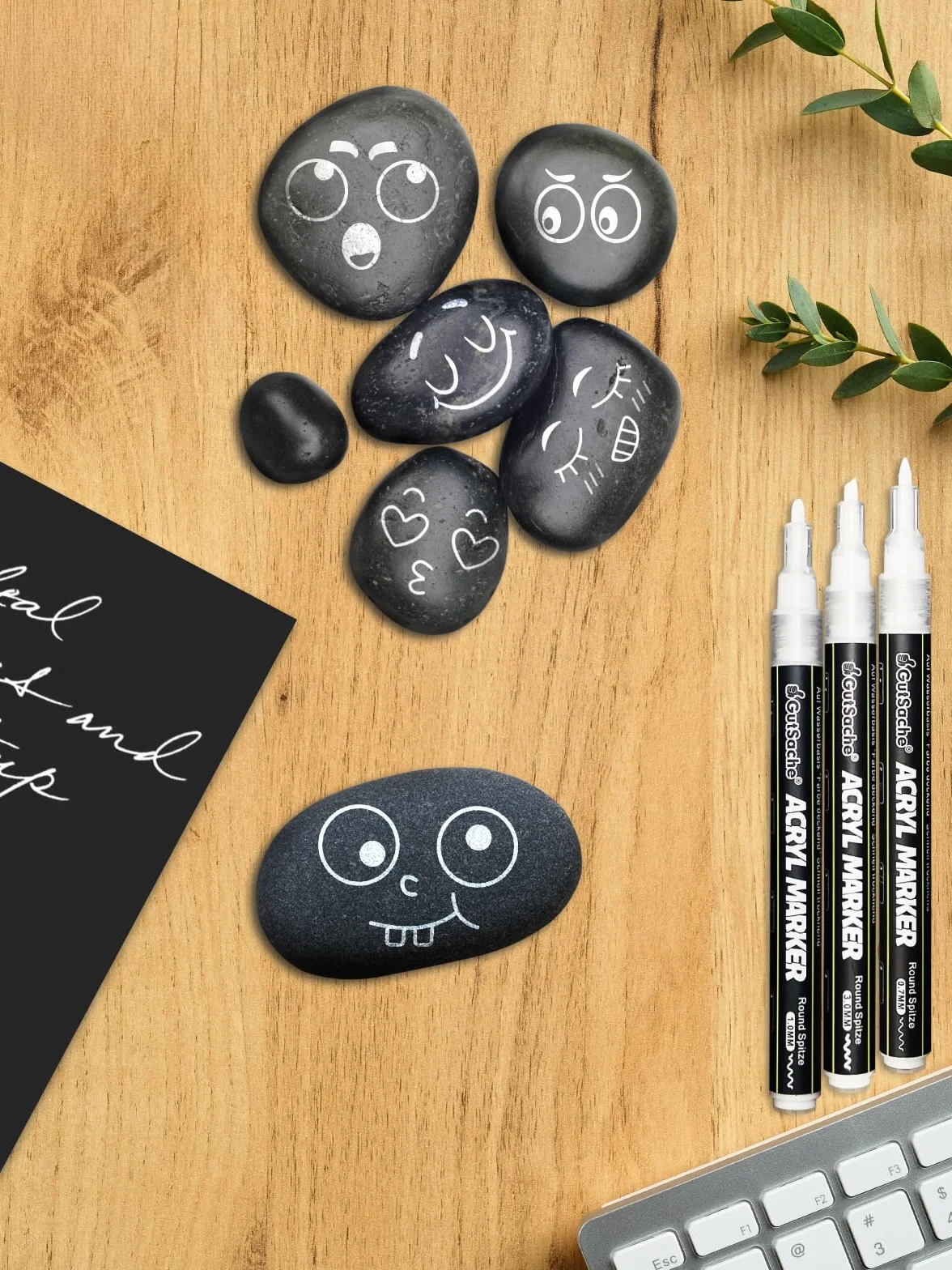 Confezione da 5 pennarelli acrilici bianchi, coprenti per legno, vetro, tessuto e molto altro ancora, ad asciugatura rapida, impermeabili, resistenti alla luce, per lettering a mano, ideali per arte