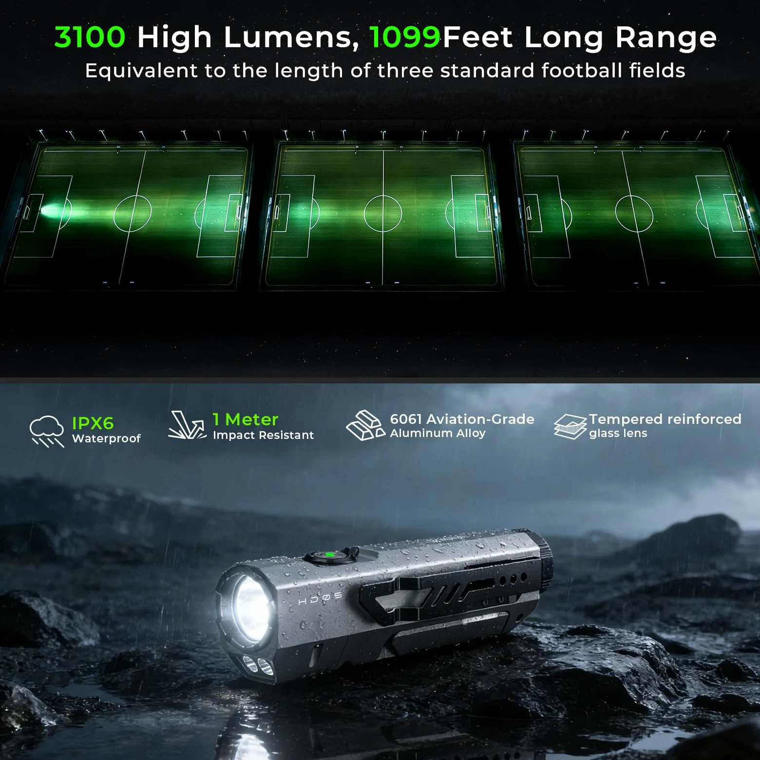 Wurkkos HD05 Torcia LED Potente 3100 Lumen, Torcia da Mano 4-in-1 con Luce | Laterale Pieghevole e Rotante, UV e Luce Rossa, Ricaricabile, Magnetica, IPX6 per Campeggio, Officina e Fai da Te