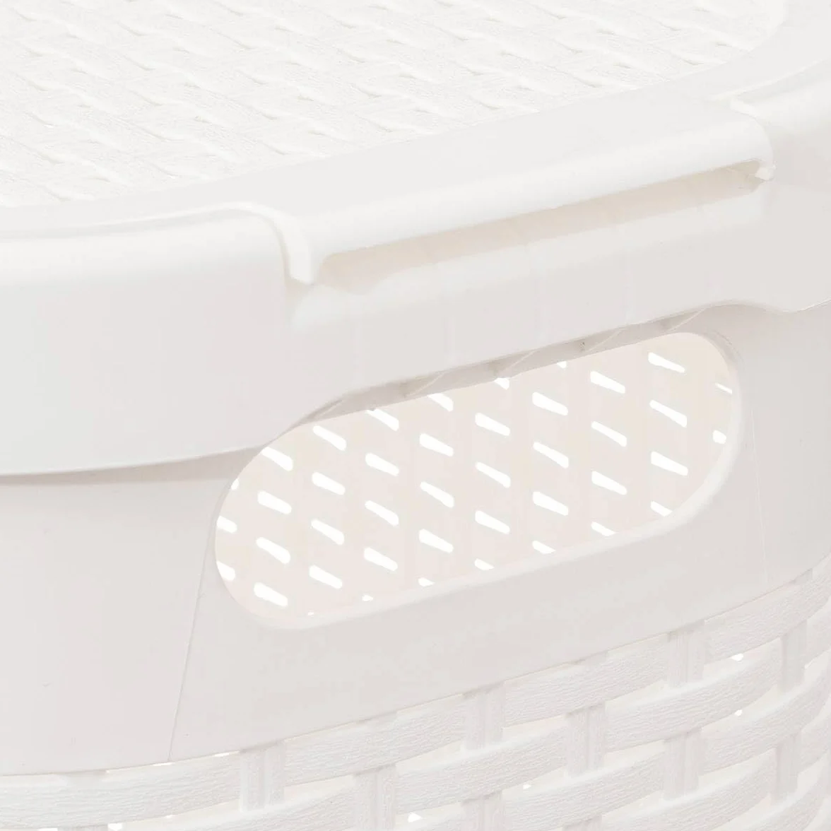 5five - Cesto portabiancheria sottile in rattan 40L grigio bianco - Fori di ventilazione - Coperchio - Maniglie ergonomiche per un facile trasporto - Cesto portaoggetti in plastica
