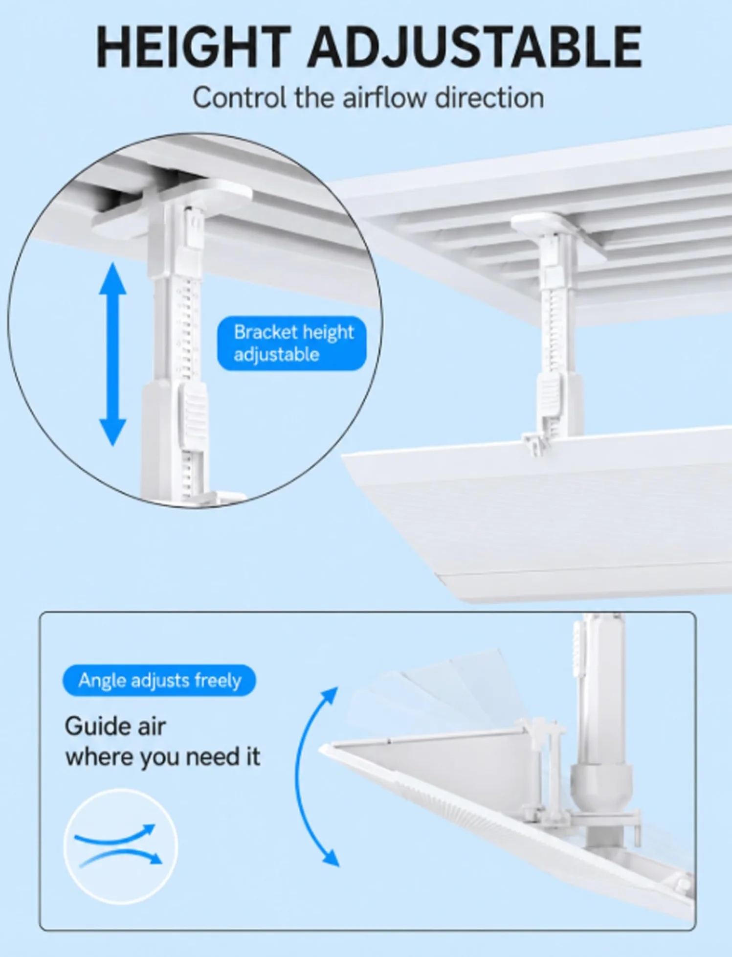 Deflettore AC a cassetta da soffitto, gancio, angolo regolabile(150X20cm)