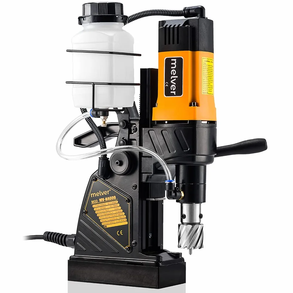 Trapano magnetico a nucleo, leggero, industriale, con Weldon e Borcope, mandrino Fi-40 mm/1480 W/10 kg/690 giri/min