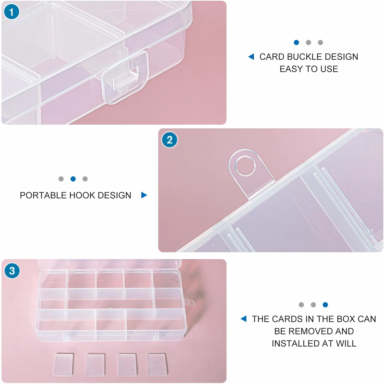 Scatole Plastica con Coperchio 2 Pezzi 15 Scomparti Porta Oggetti
