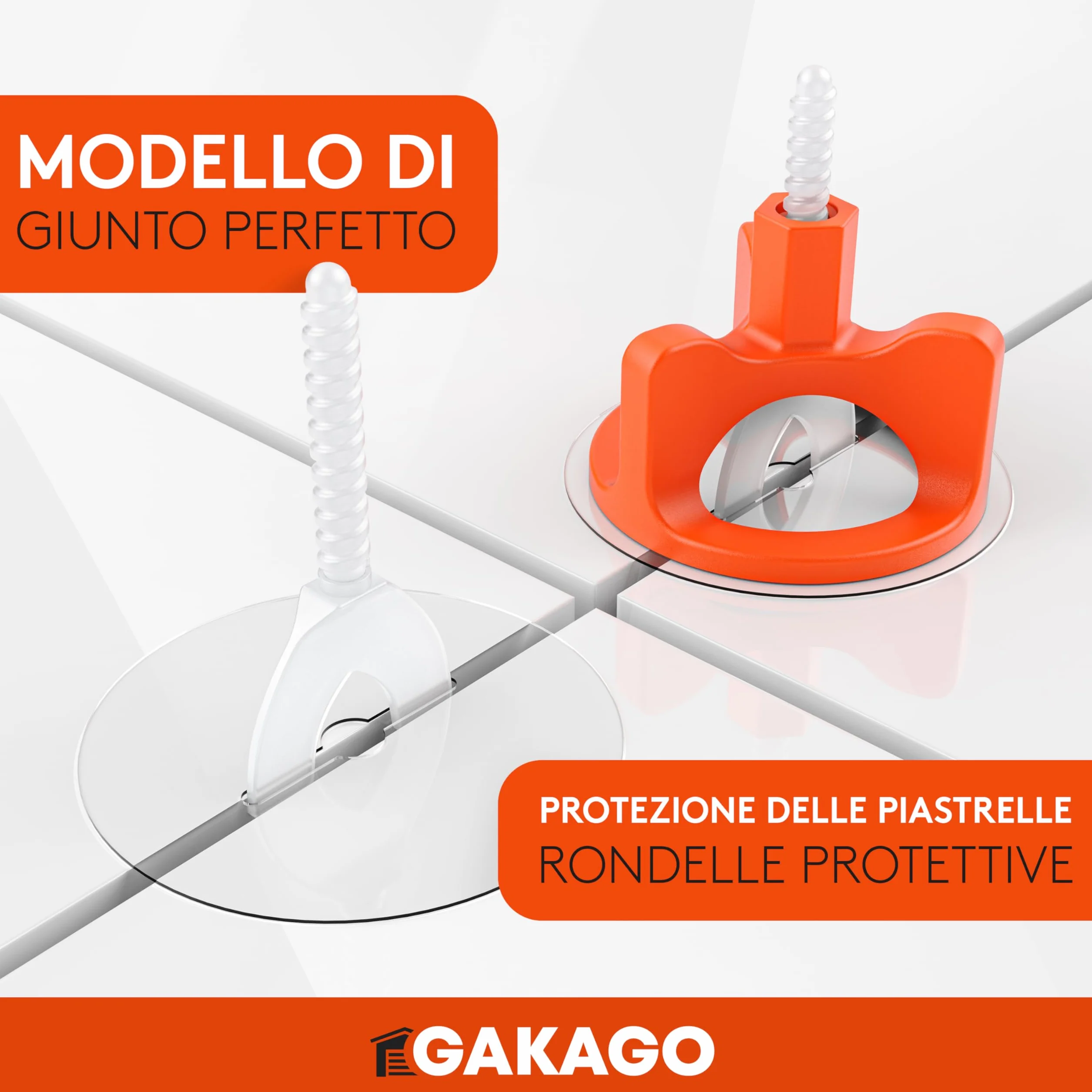 Gakago Sistema di livellamento per piastrelle 200 alette filettate da 1 mm - Ausilio per la posa per un'esecuzione perfetta delle fughe - Gamma superiore per spessori di piastrelle da 3 a 18 mm