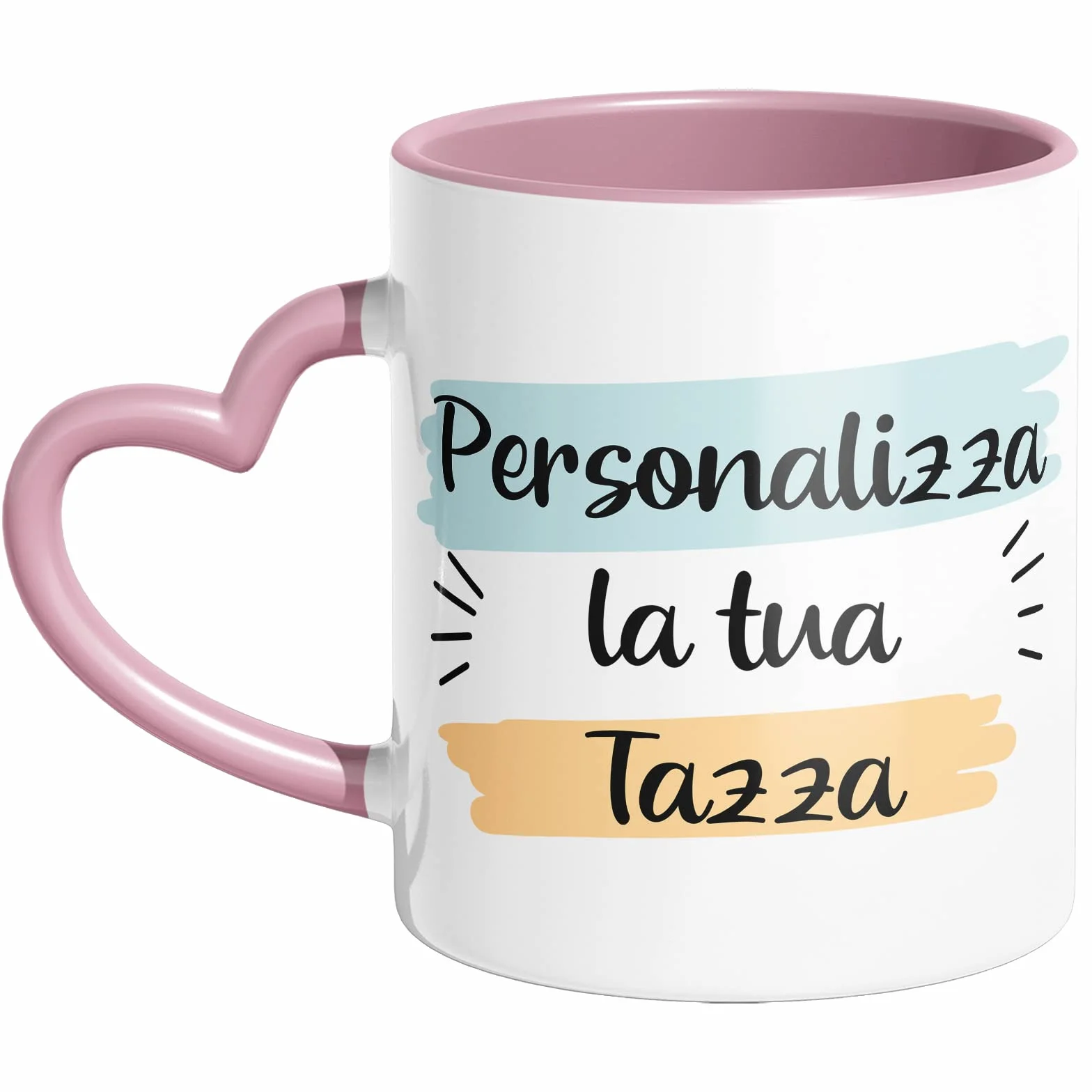 Tazza Personalizzata Cuore Rosa 1 o 2 Foto Scritte Regalo