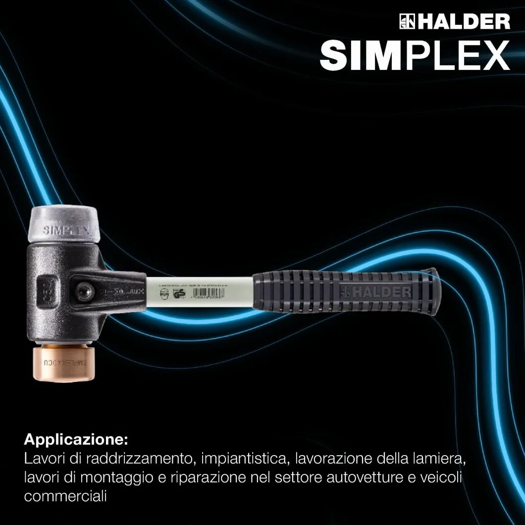 HALDER - Scatola d'azione per auto, martello delicato SIMPLEX D40, rame/metallo morbido + foratura | 3749s001