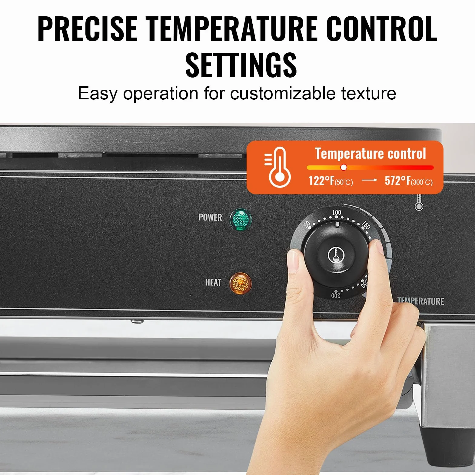 VEVOR Crepiera Elettrica, Macchina per Crepes Commerciale a Testa 406 mm, Piastra Crepes Piastra Piana 1700 W, Macchina in Acciaio Inox Antiaderente, Fornello Circolare, Controllo per Temperatura