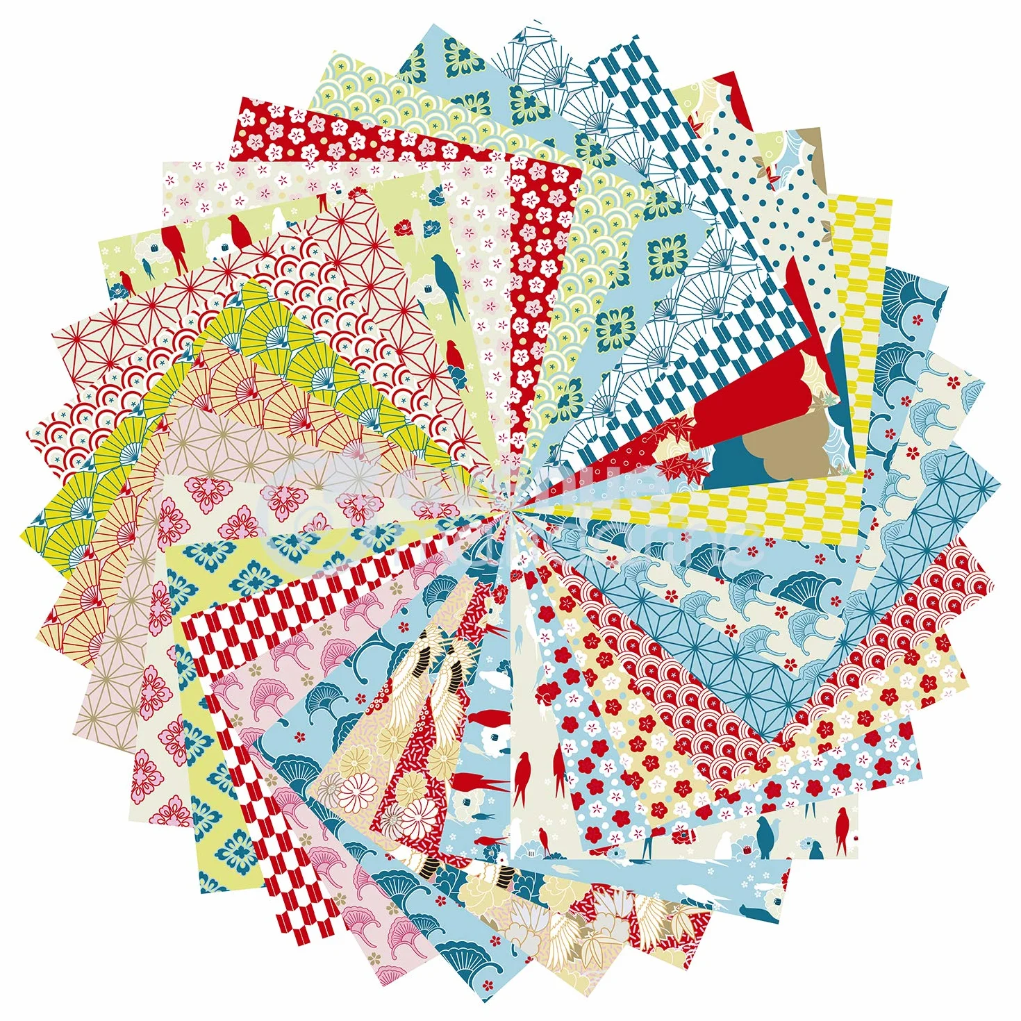 Avenue Mandarine OR514C - Confezione da 60 fogli origami 20x20 cm 70g (30 motivi x 2 fogli) e un foglio di adesivi inclusi, Nippon