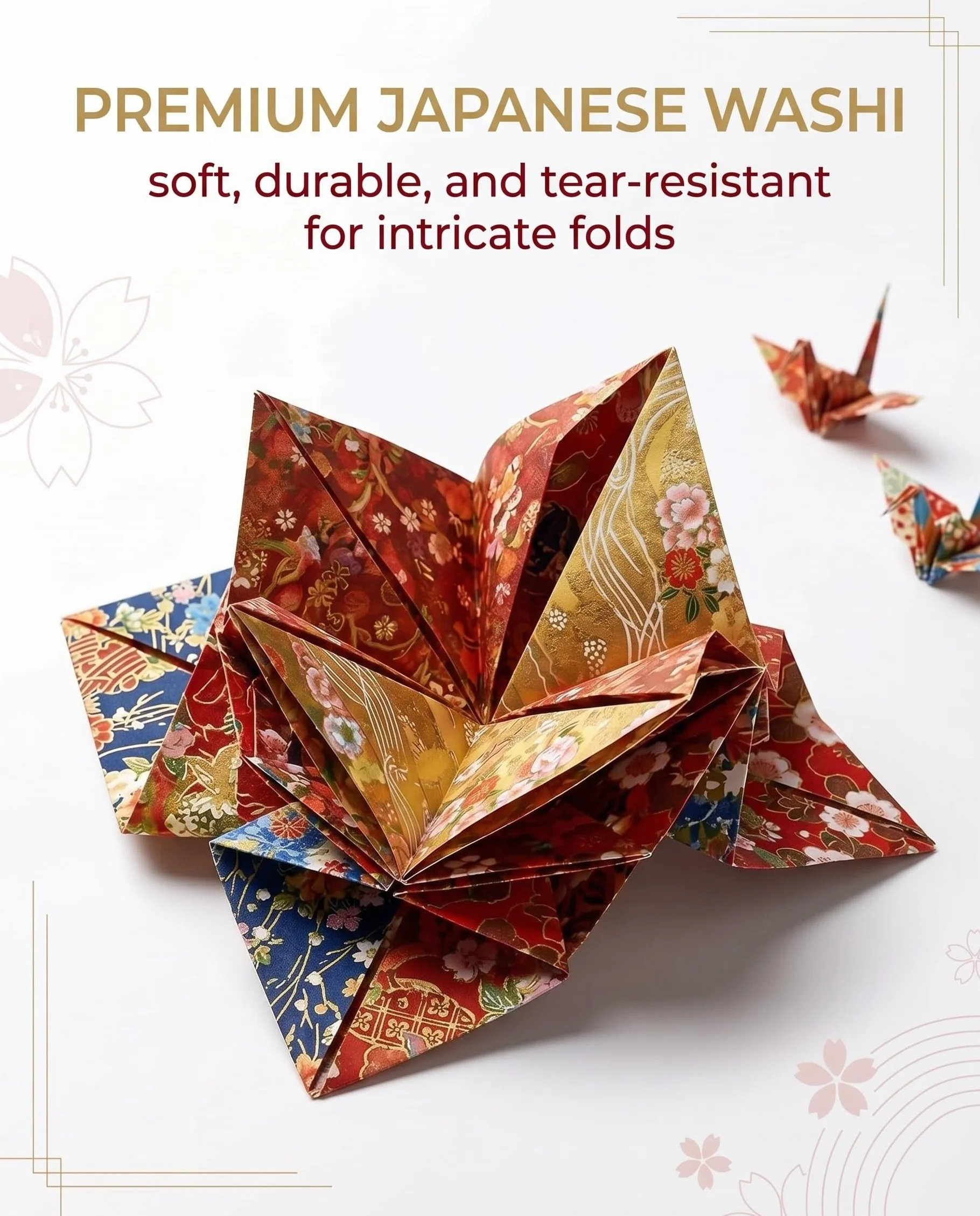 Fogli Carta Origami 60 Fogli 15x15cm carta per origami,fogli origami,con Motivi Floreali Tradizionali Giapponesi per Hobby Creativo, Scrapbooking, Decorazione e Idee Regalo