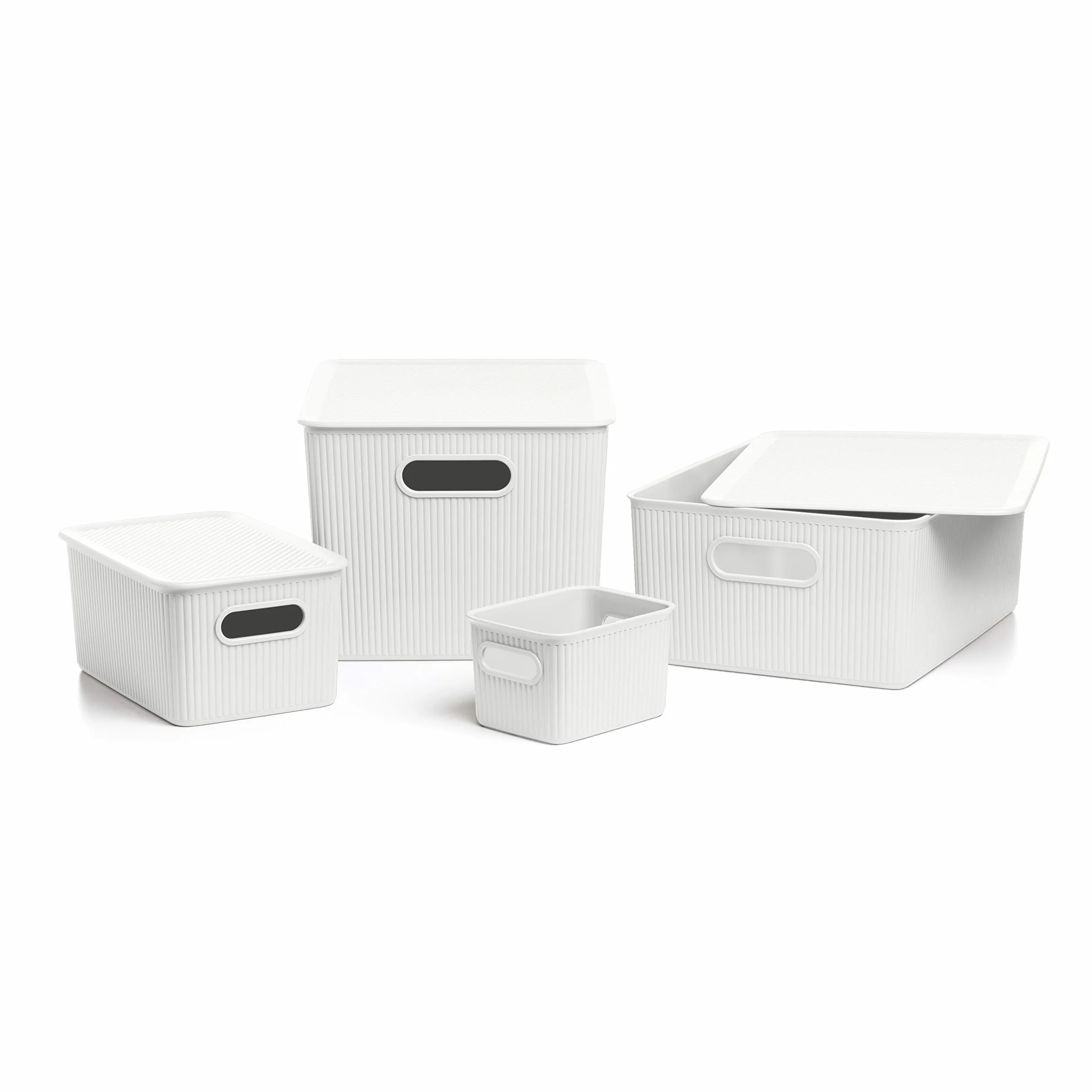 TATAY Cestino Portaoggetti Plastica 22 L Baobab Scatola Organizzatrice Manici Integrati Plastica Riciclata Senza BPA 29,4 x 38,5 x 23 cm Bianco