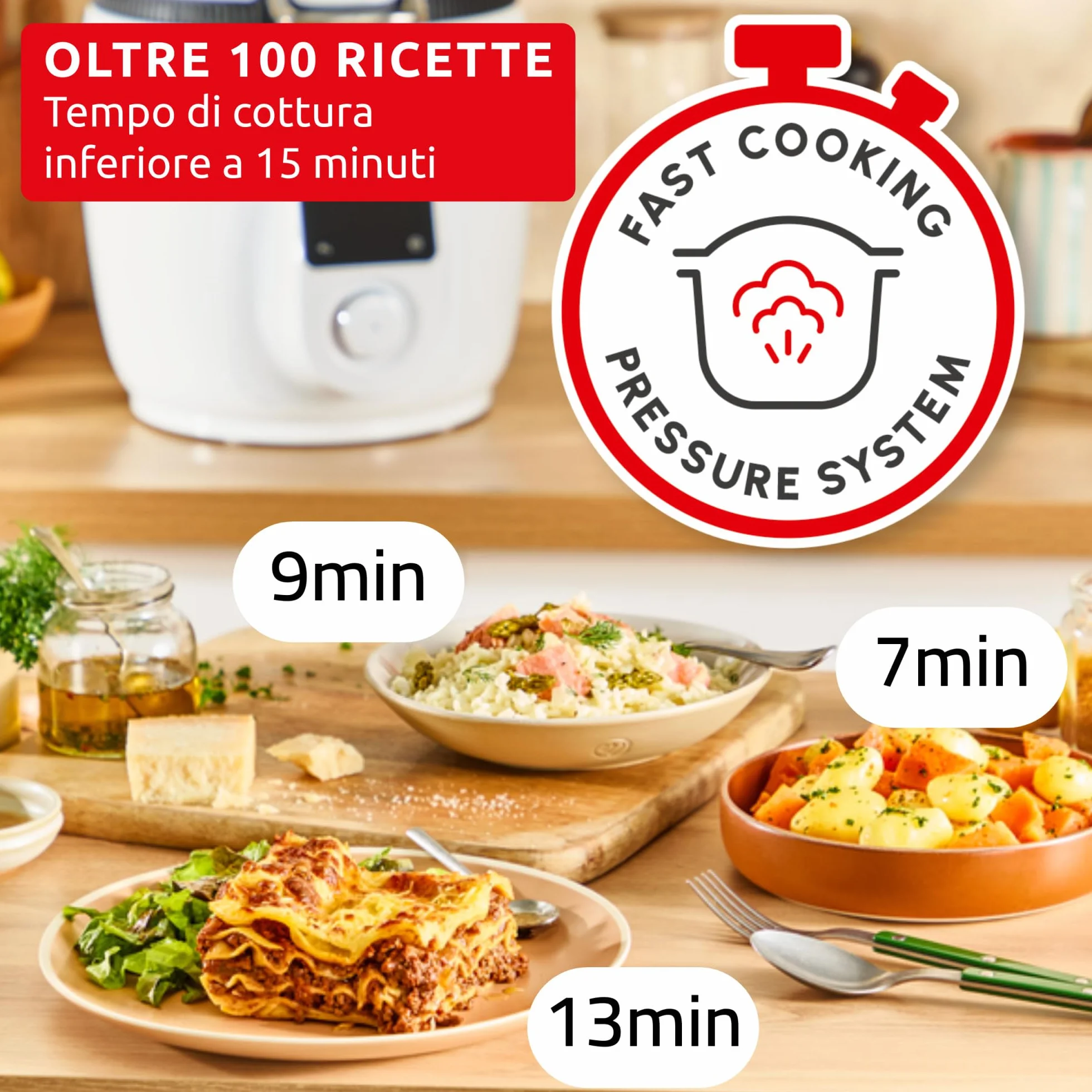 Moulinex Cookeo Infinity, Multicooker con Pala Mescolatrice Automatica, 20 Modalità di Cottura, Pentola a Pressione, Friggitrice ad Aria, Cottura a Vapore, con Schermo LED Wi-Fi collegato, CE9821