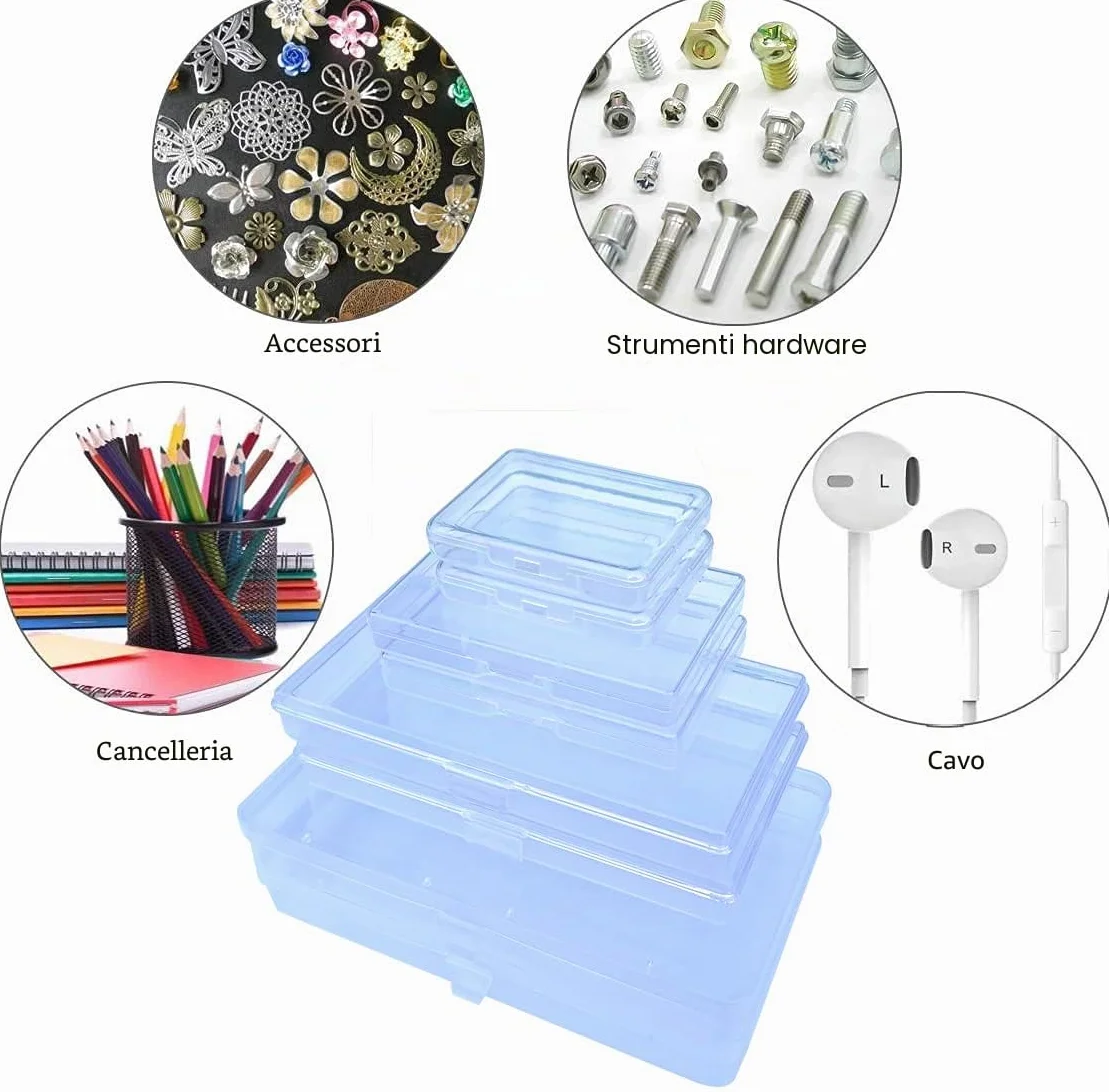 Gebildet 8 Pezzi Contenitori Portaoggetti in Plastica Trasparente Rettangolare Dimensioni Miste