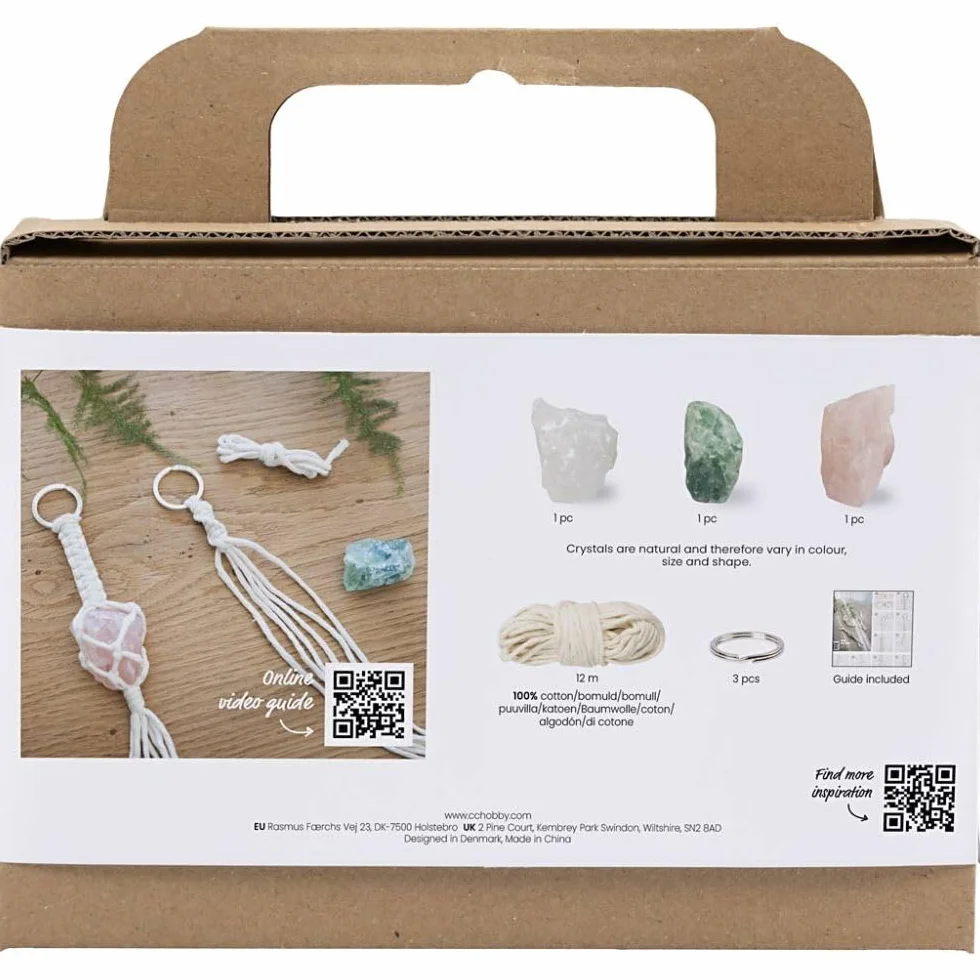 Mini Craft Kit Macramé, dusty rose, matt transparent, light natural, dusty green, 1 pack