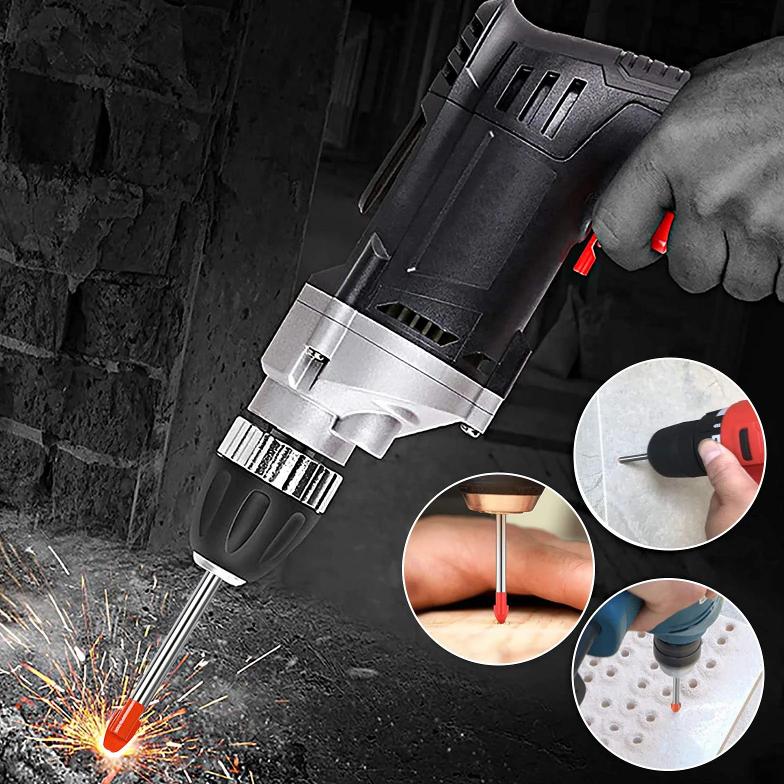 10 Pezzi Punta per Vetro, 6 MM Punta a Triangolo per Ceramica, Cemento, Mattoni, Granito - Materiale in Acciaio al Tungsteno e Ceramica per Legno