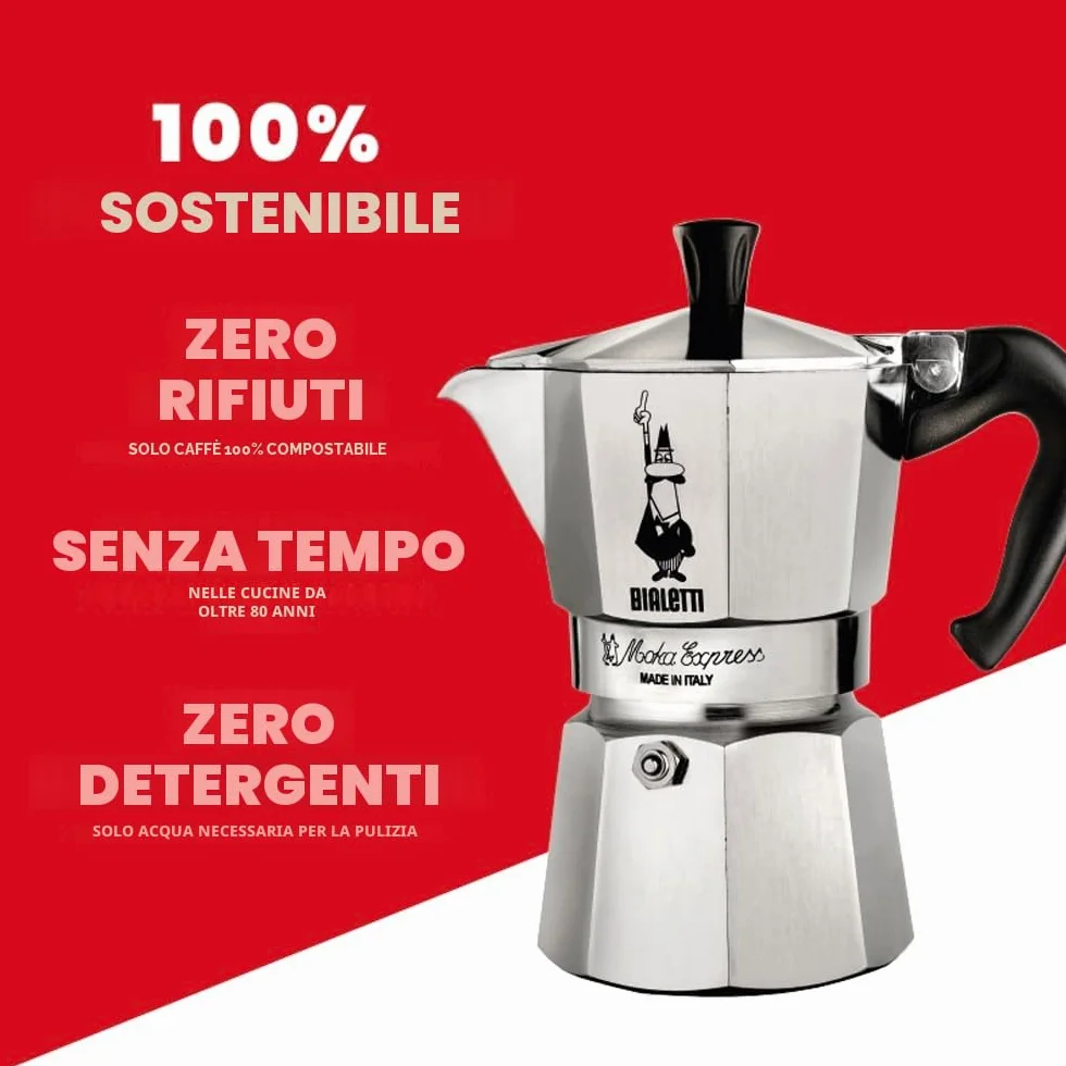 Bialetti Caffettiera Moka Express 2 Tazze, 90 ml, Aluminium