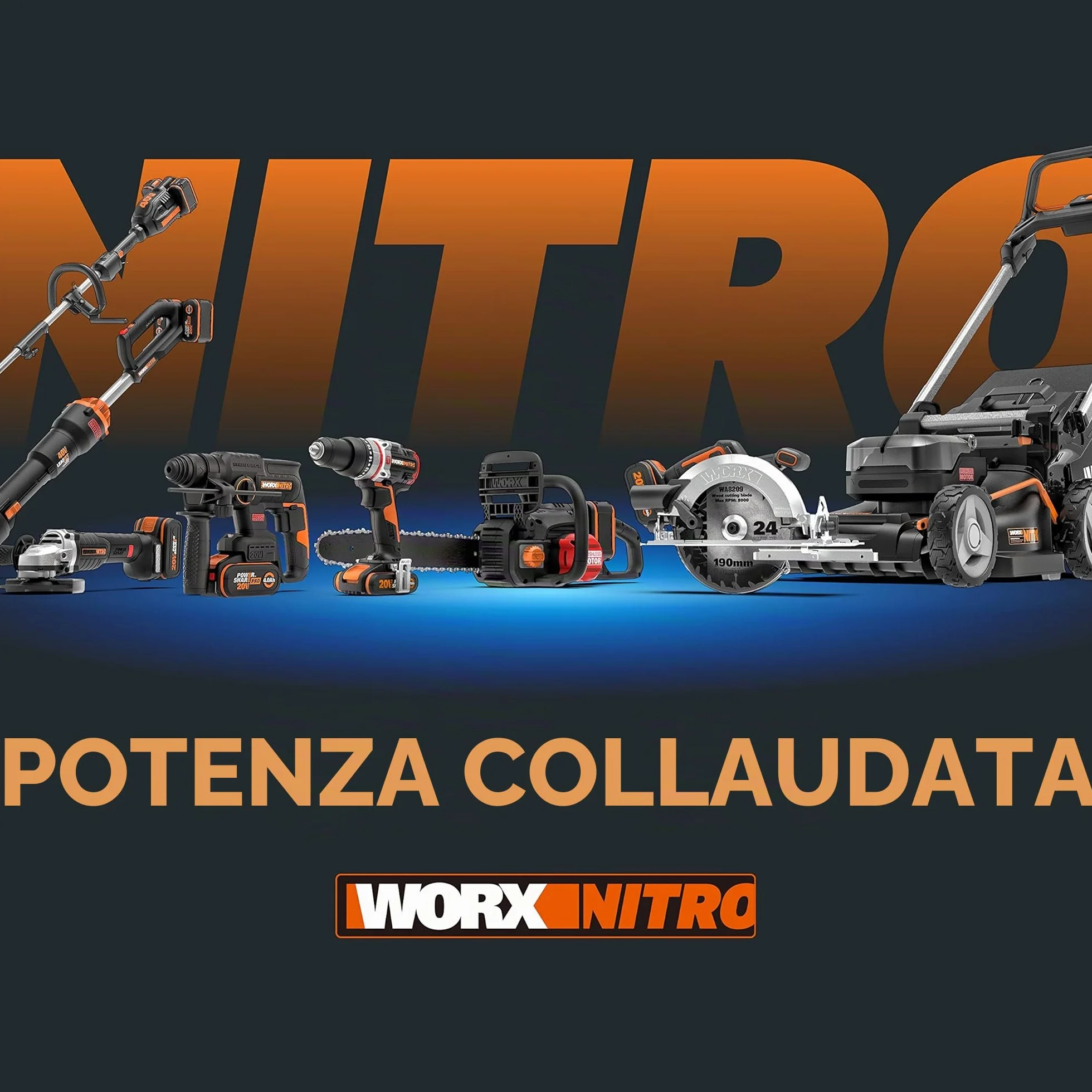 Trapano a Percussione senza Fili WORX NITRO 18 V (20 V MAX) WX352.4, PowerShare, Motore Brushless, 60 Nm, Controllo della Velocità Variabile, Luce LED, Set di Accessori da 75 pezzi, 2 Batterie 2,0 Ah