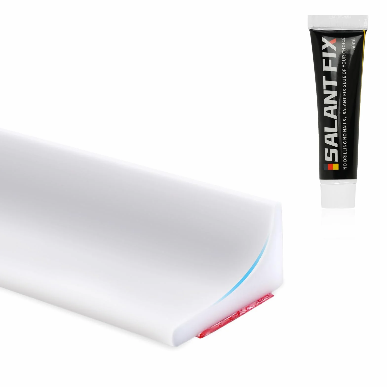 Flintronic Autoadesiva Silicone Doccia Barriera, 300CM Pieghevole Bagno Acqua Barriera, Soglia Doccia, Guarnizioni Doccia, Bordo Doccia, Striscia di Ritenzione Idrica Della Soglia Del Bagno(Bianco)