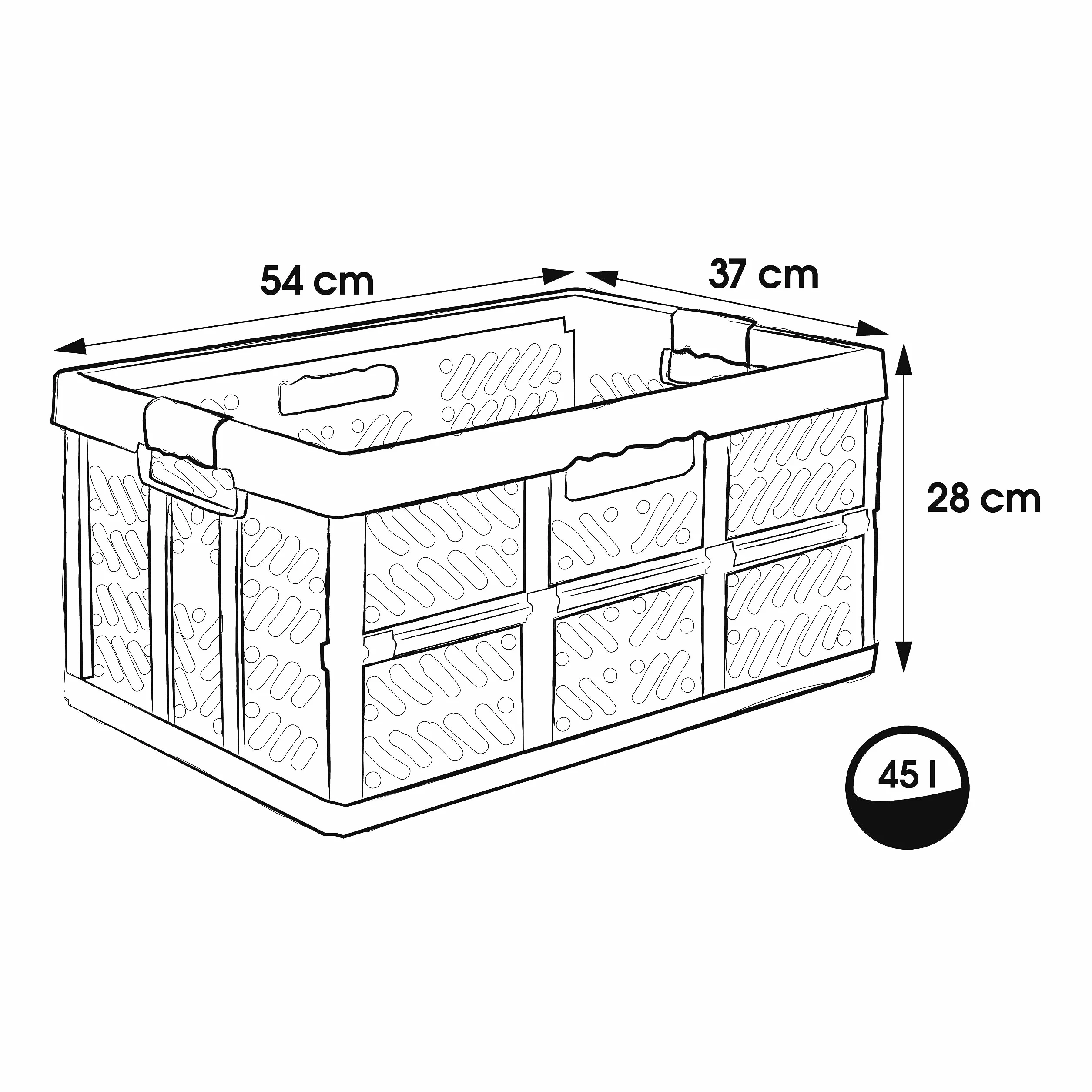keeeper 2x Robusti Box Contenitori Pieghevoli con Impugnature Soft-touch, 54 x 37 x 28 cm, 45 L, Ben, Grigio Chiaro