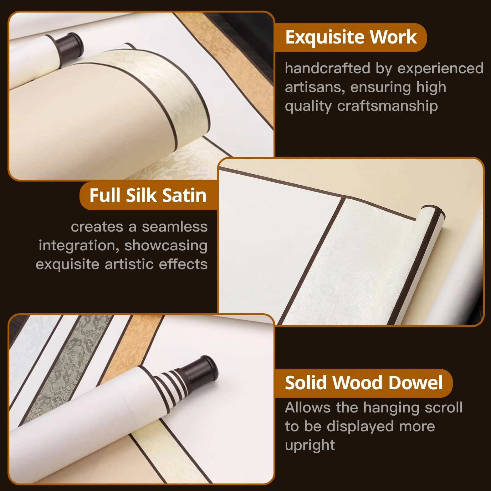 Hugwish 2pcs Chinese Scroll Calligraphy 80x30cm, Scroll Rice Paper Xuan Carta Pour Calligraphie Chinoise, Peinture Chinoise (bianco)