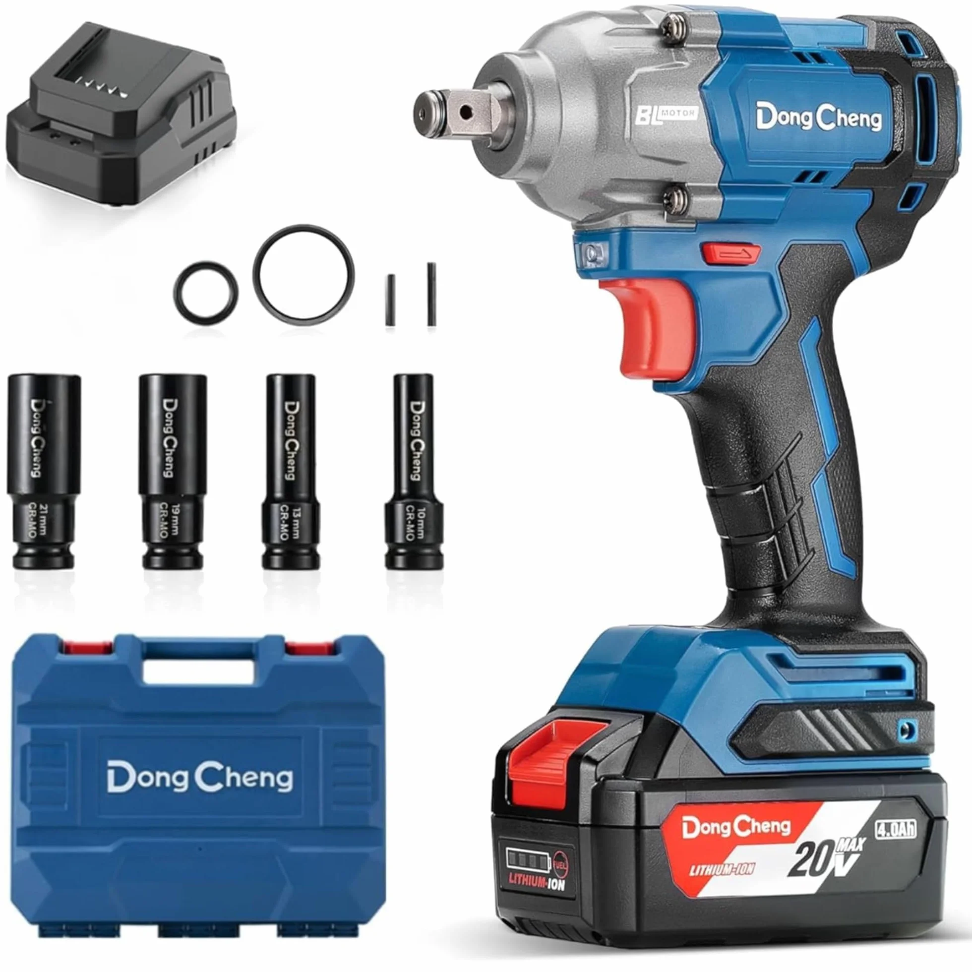 Dong Cheng Avvitatore a impulsi a batteria 20V 4,0 Ah brushless attacco 1/2" 3 velocità