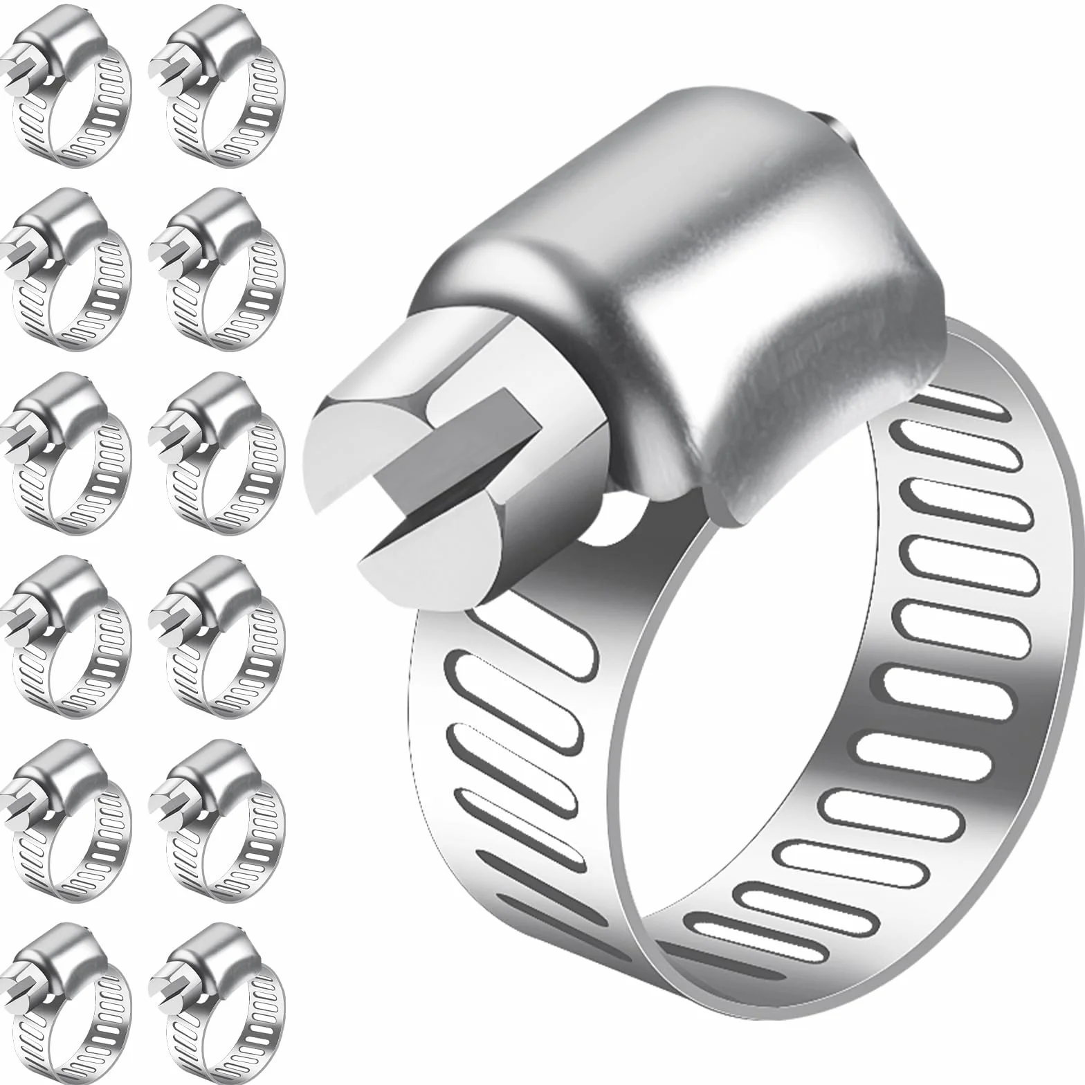 Bolatus - Confezione da 12 morsetti stringitubo regolabili 6-12 mm in acciaio inox 304 - Morsetti stringitubo regolabili per tubo di piscina e irrigazione