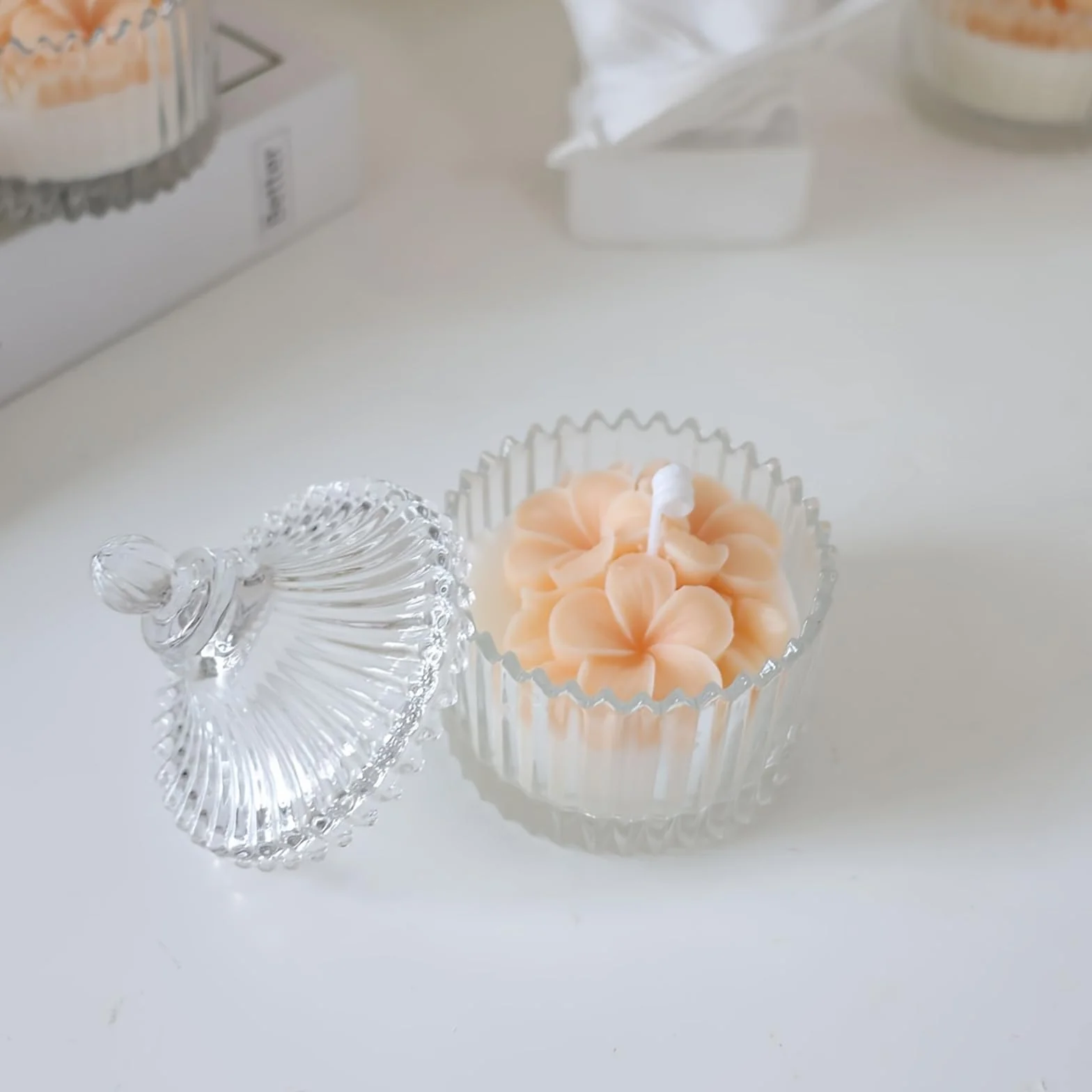 4 stampi in silicone a forma di fiore 3D, stampi in silicone per candele, stampi per candele fai da te, per realizzare candele e sapone