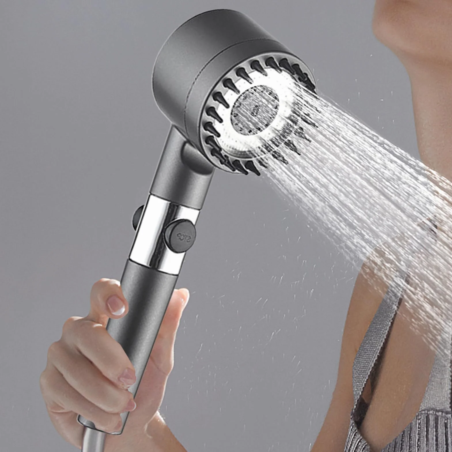 Soffione doccia ad alta pressione, soffione doccia ad alta pressione, 3 modalità di spruzzo, soffione doccia ad alta pressione, massaggio in silicone London, con per tubo