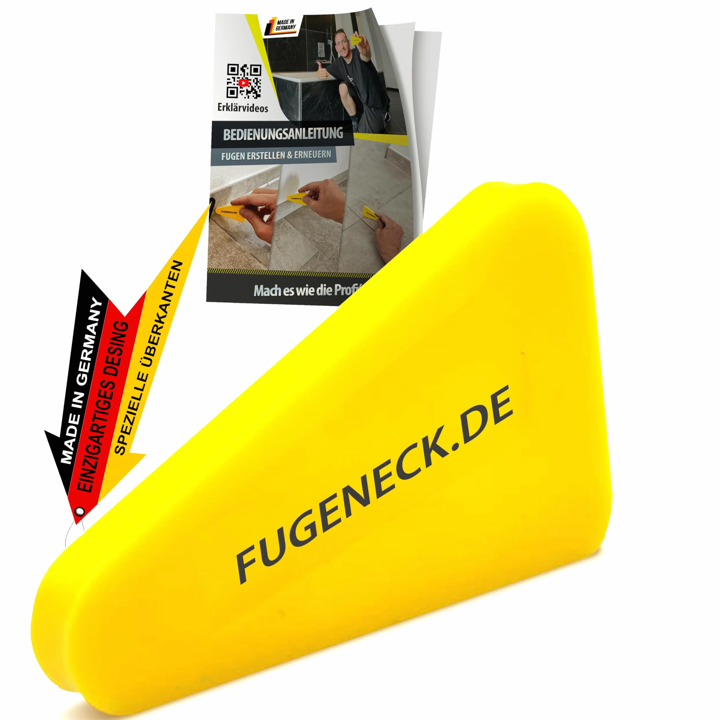 Estrattore professionale per fughe – design unico con bordi speciali – 3 diverse dimensioni – Strumento acrilico e silicone dalla Germania (1 pezzo giallo)