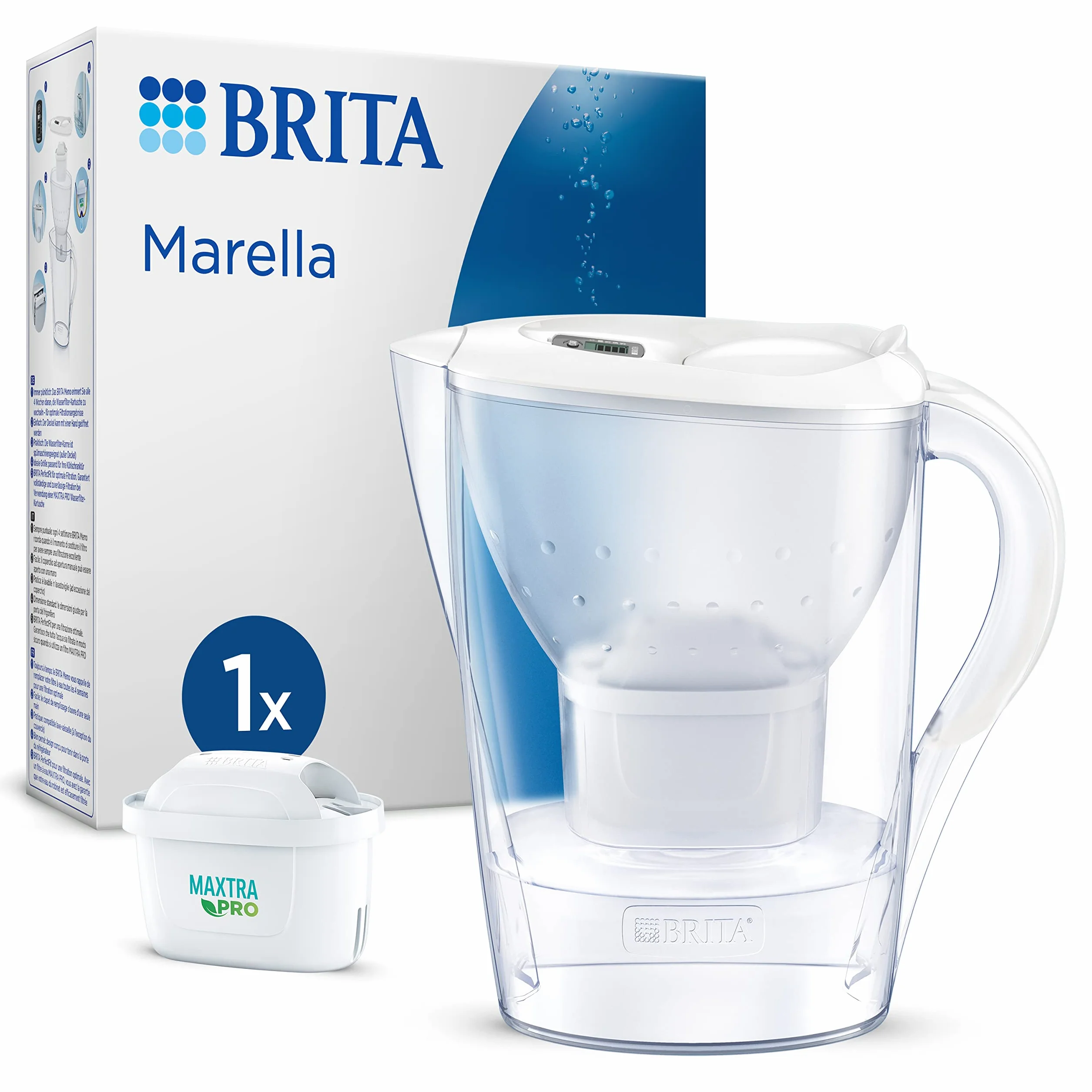 BRITA Marella Caraffa Filtrante Acqua 2.4L con Filtro MAXTRA PRO All-in-1