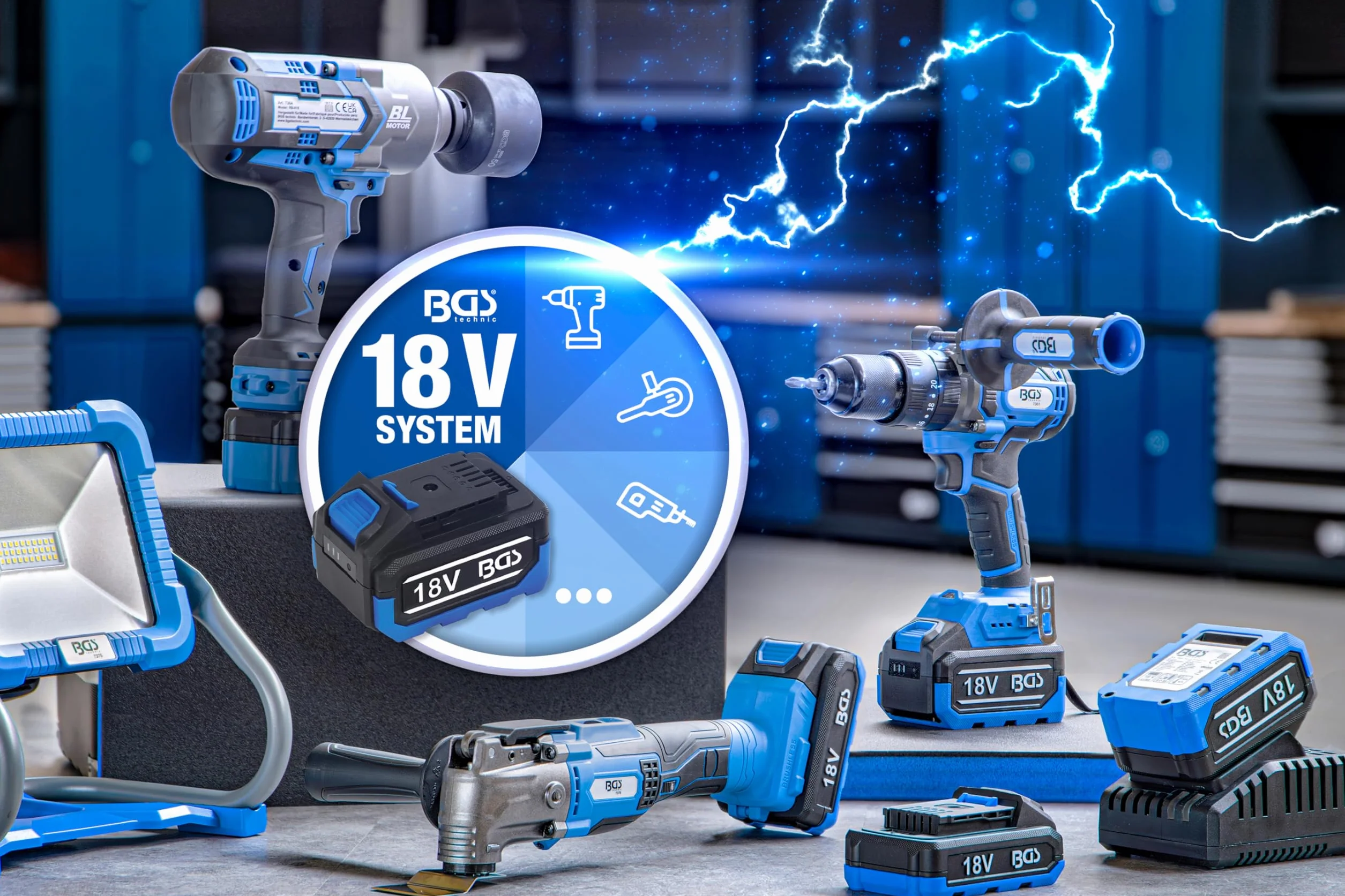 BGS 7397 | Kit avvitatore ad impulsi a batteria | senza spazzole | 65 Nm | 18 V | con accumulatore e caricatore rapido