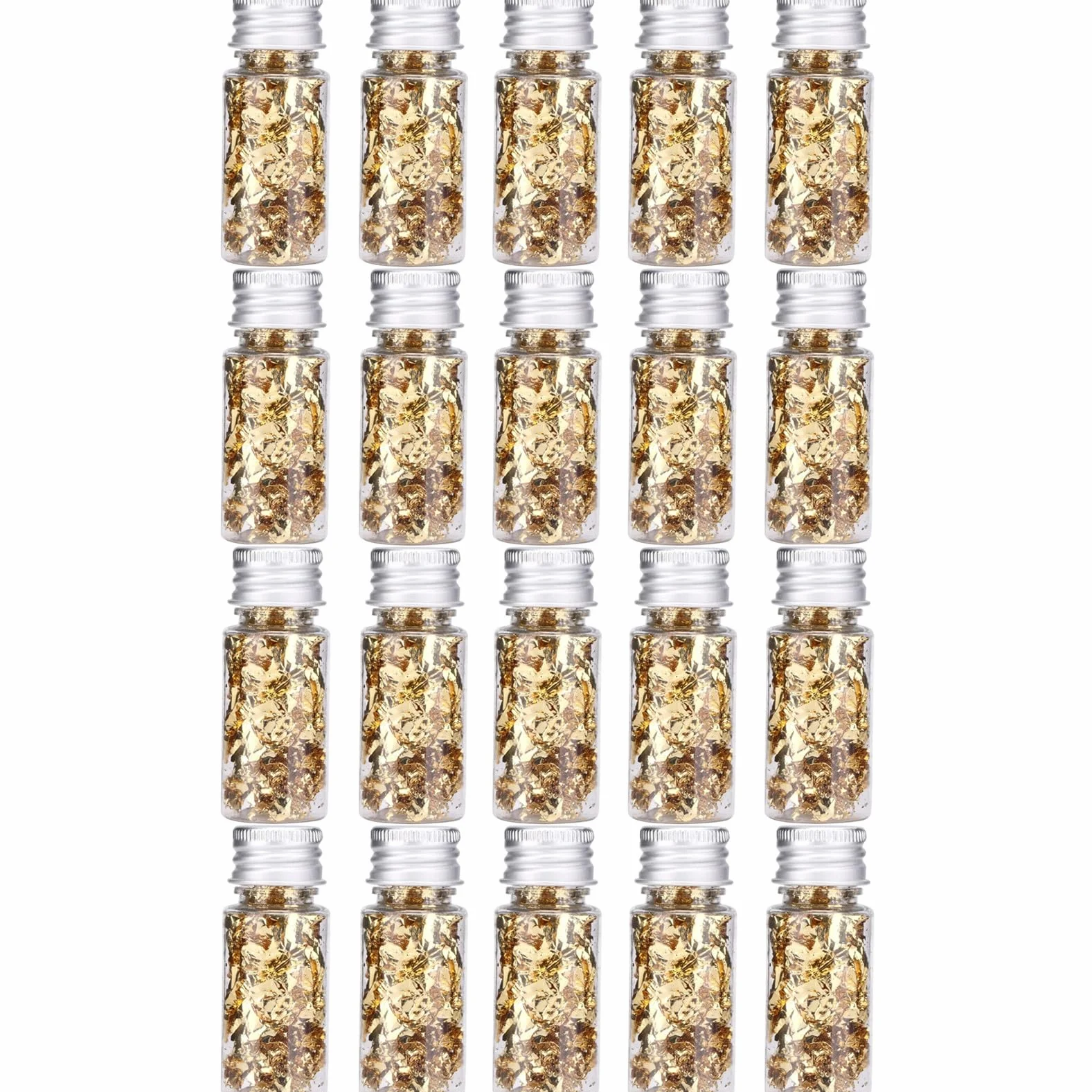 Duokon Lamina d'oro Alimentare, Scaglie di Foglia d'oro Raffinata, Foglia Oro Alimentare Multifunzione, per Alimenti Dessert Decorazione Artigianato, Regalo (20 Bottiglia)