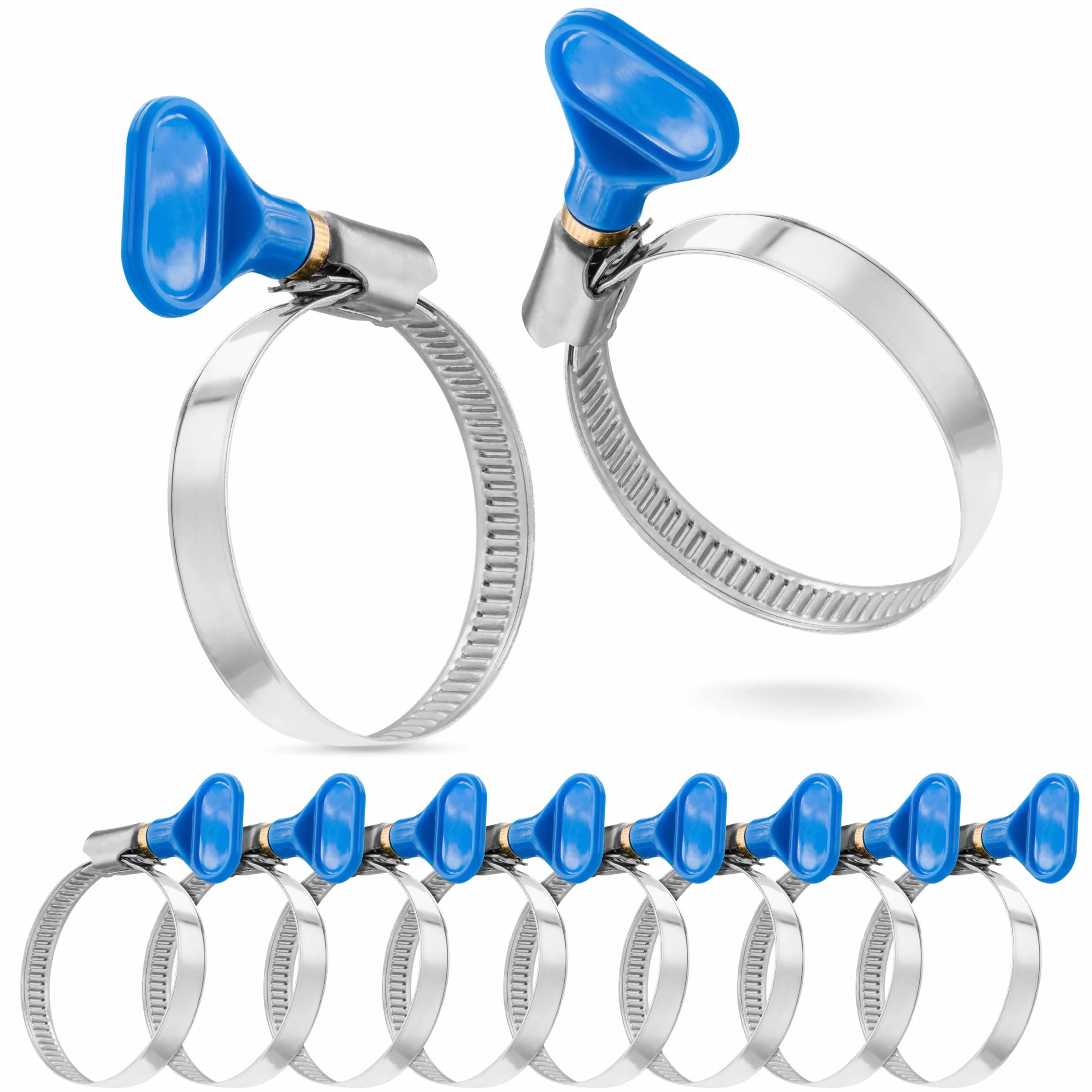 Poppstar 10x Fascette stringitubo con dado a farfalla in acciaio inox, campo di serraggio 32-50 mm, qualità W2, blu