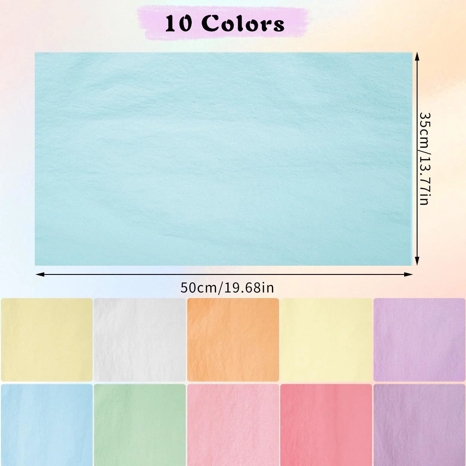 80 fogli di carta velina, 35 x 50 cm, carta velina pastello colorata, per Pasqua, compleanni, matrimoni, fai da te (10 colori)