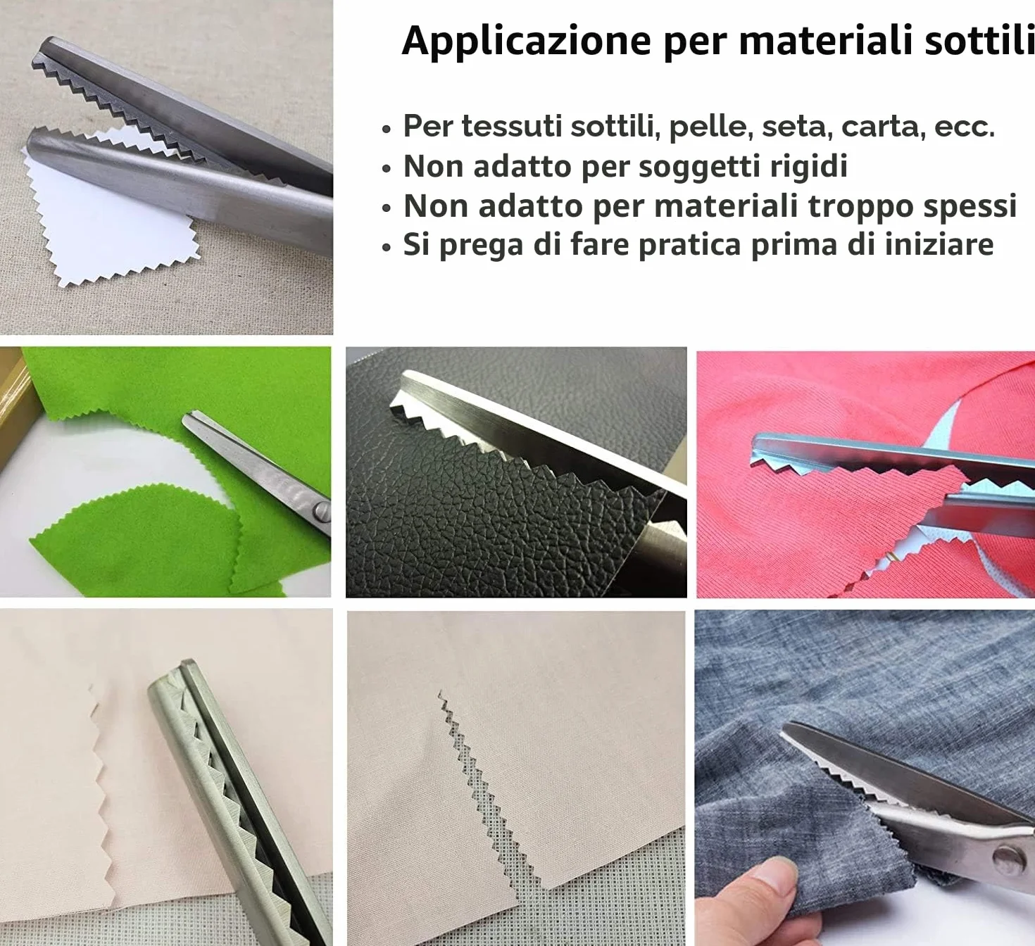 Forbici da dentellare per sartoria professionale taglio zig zag tessuto carta feltro