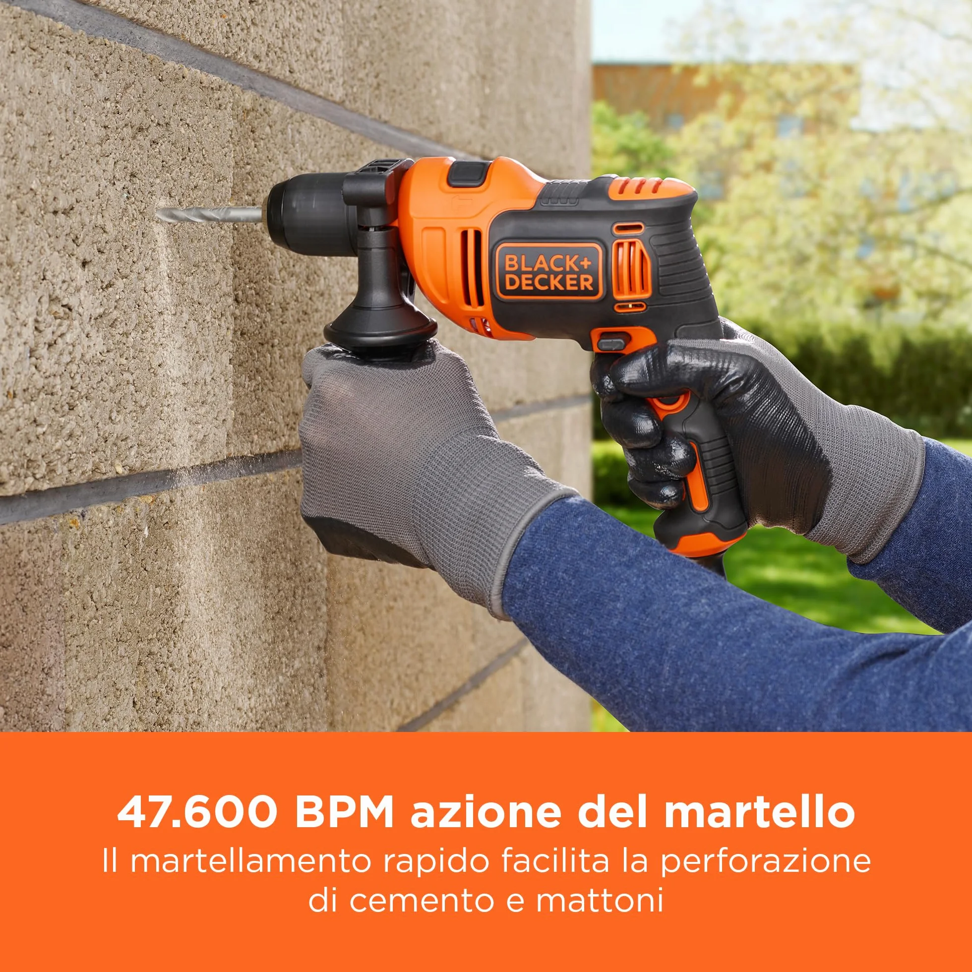 BLACK+DECKER 710W Trapano a percussione a filo ad alte prestazioni, 0-2800 giri/min, con 4 punte e kitbox, BEH710K-QS