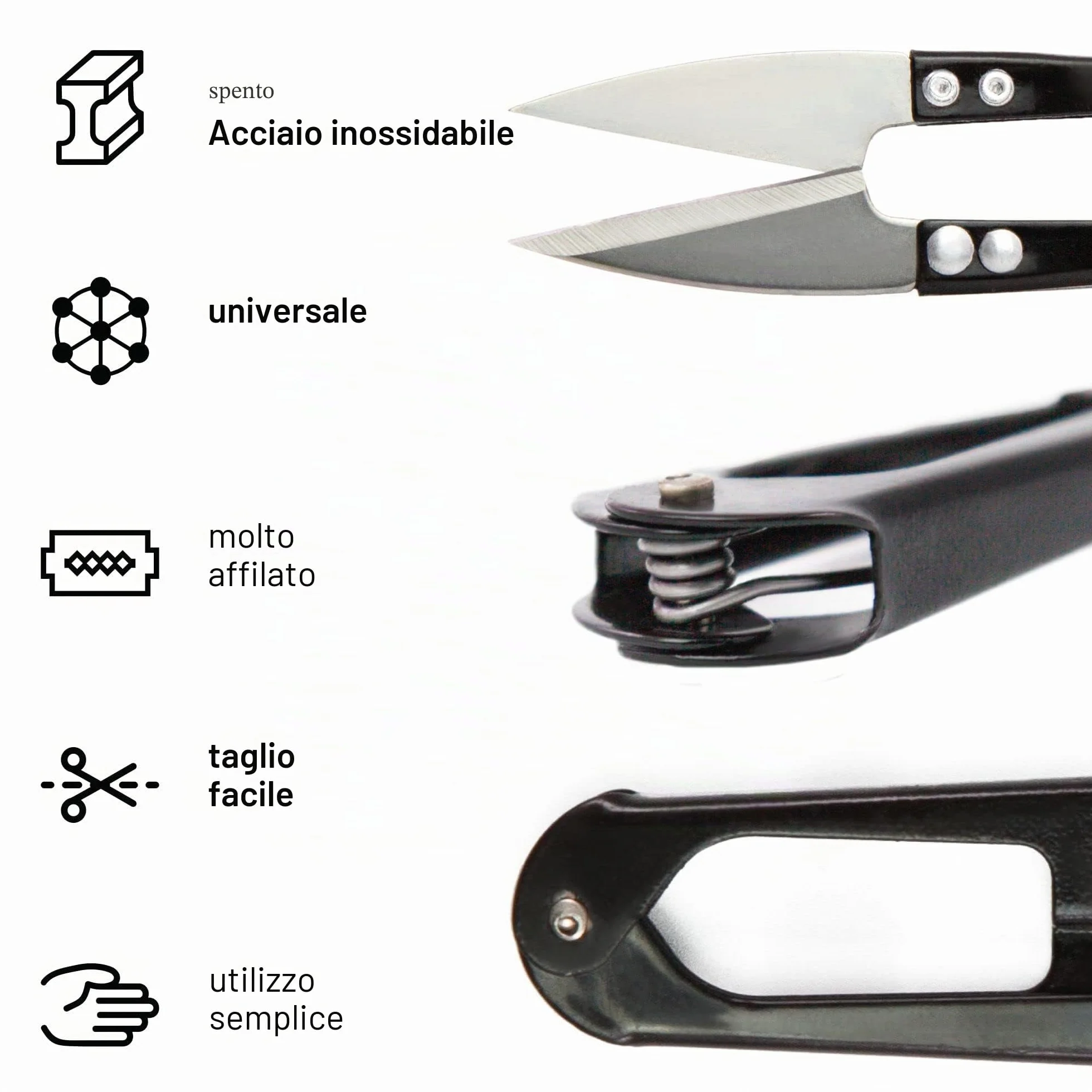4x Forbici sarta professionali in acciaio inox - Piccole forbici sarta per il taglio preciso del filo, per l'artigianato e per la cura delle piante