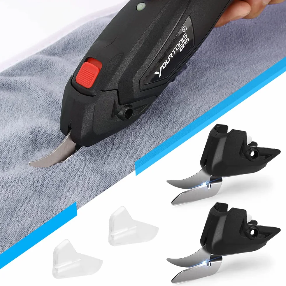Lame da taglio di ricambio da 2 pezzi con coperture di sicurezza per forbici elettriche per tessuti Acemall senza fili (nero)