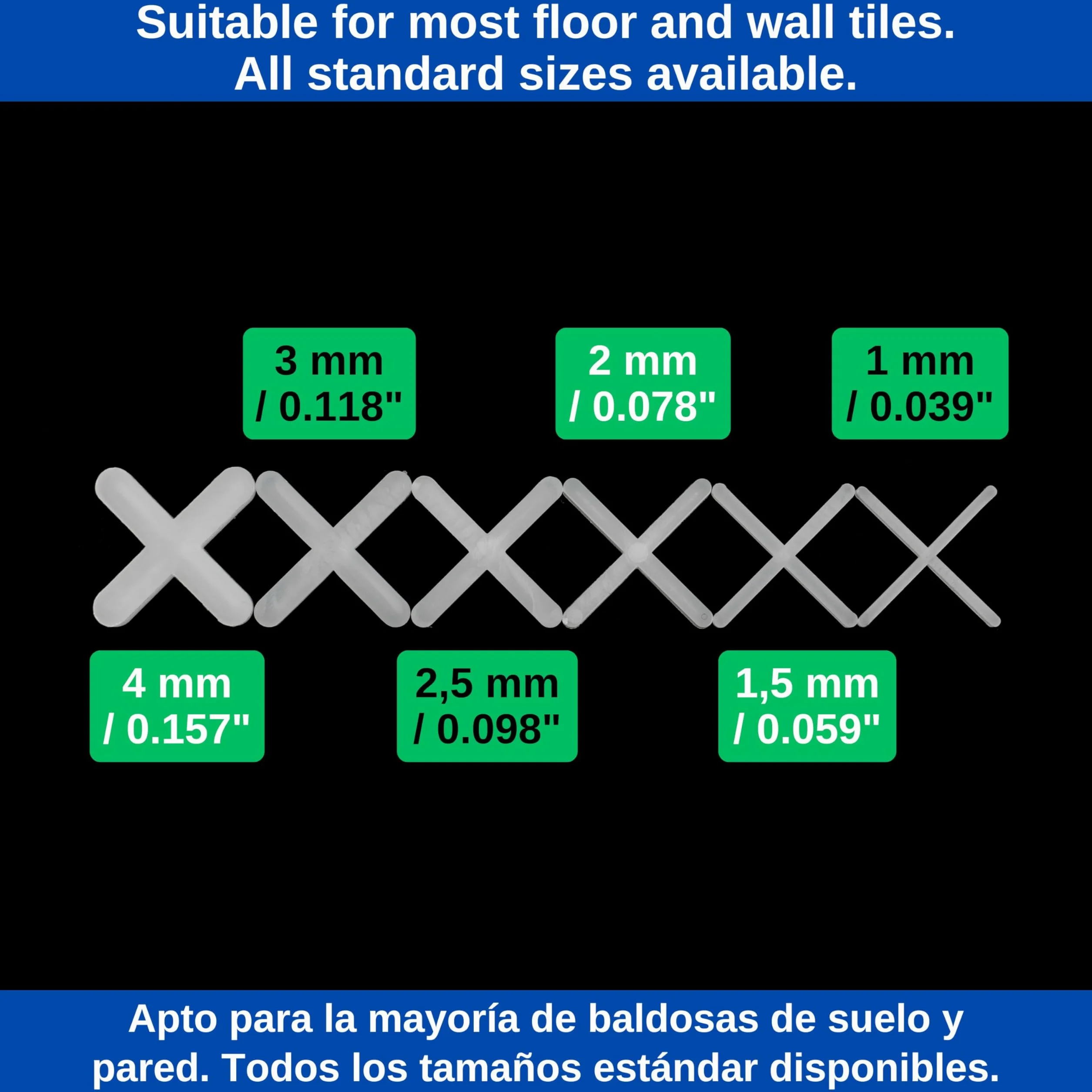 Crocette per piastrelle, spessore 4 mm, 1000 pz, Giunti a croce per una spaziatura uniforme durante la piastrellatura, Distanziatori per stuccatura piastrelle, Giunti distanziatori a croce plastica