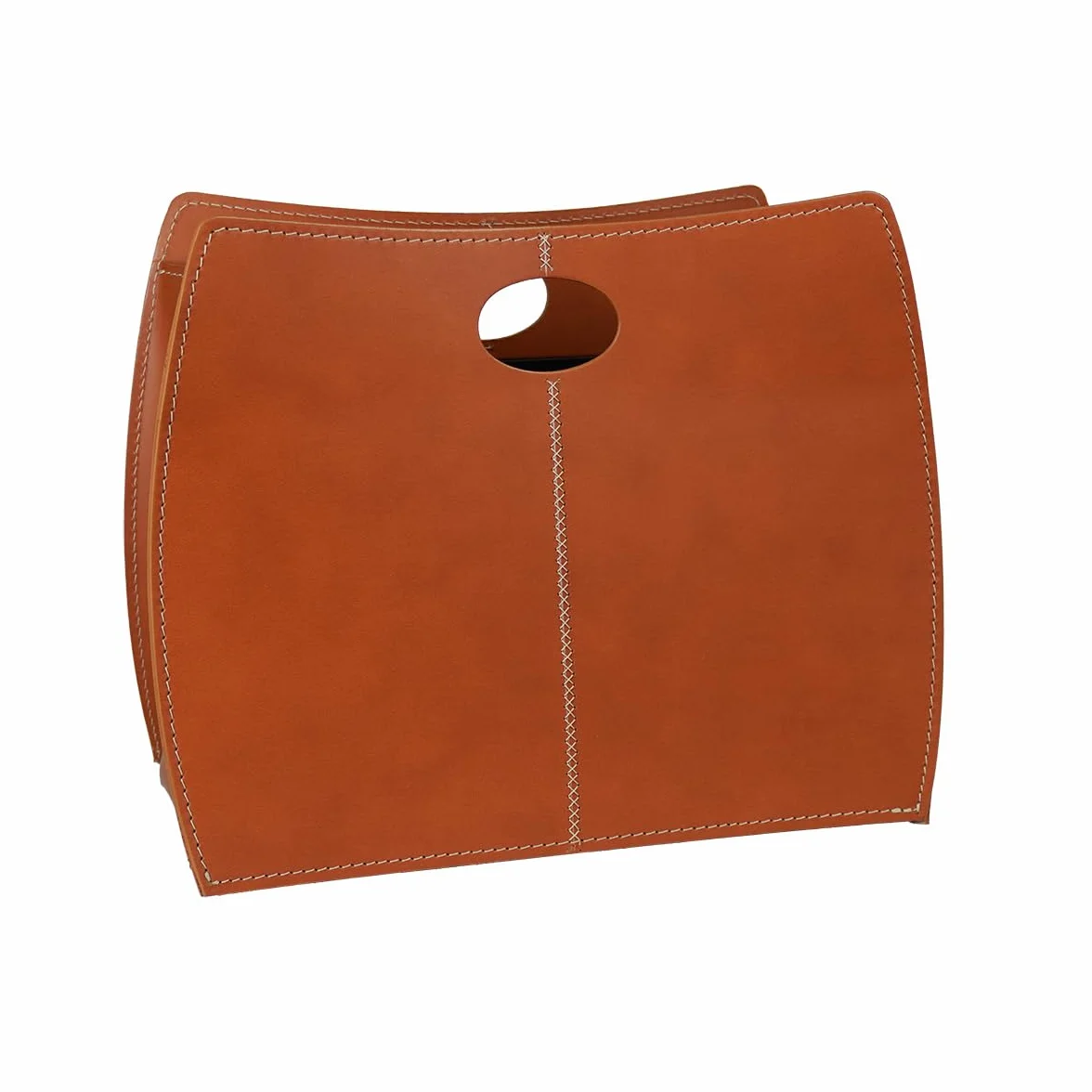 LIMAC Design VANDA: portariviste in cuoio moderno di design, cesta porta giornali, organizer per quotidiani, contenitore porta-riviste, prodotto in Italia. Marrone