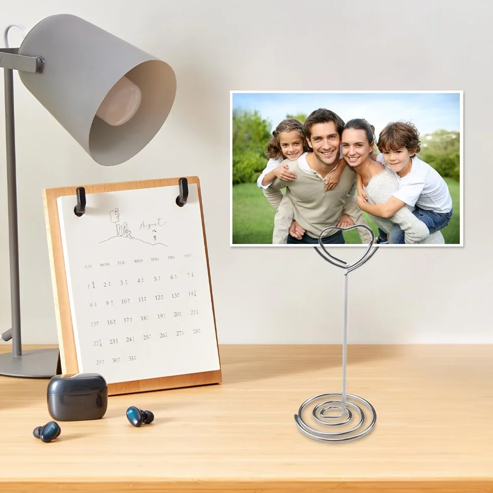 12 Pezzi Segnaposto Metallo Portafoto Clip Porta Memo Porta Segnaposto Clip, Clip Tavolo Porta Cuore Metallo per Riunioni di Festa di Nozze Carta da Ufficio Clip di Memo, Argento